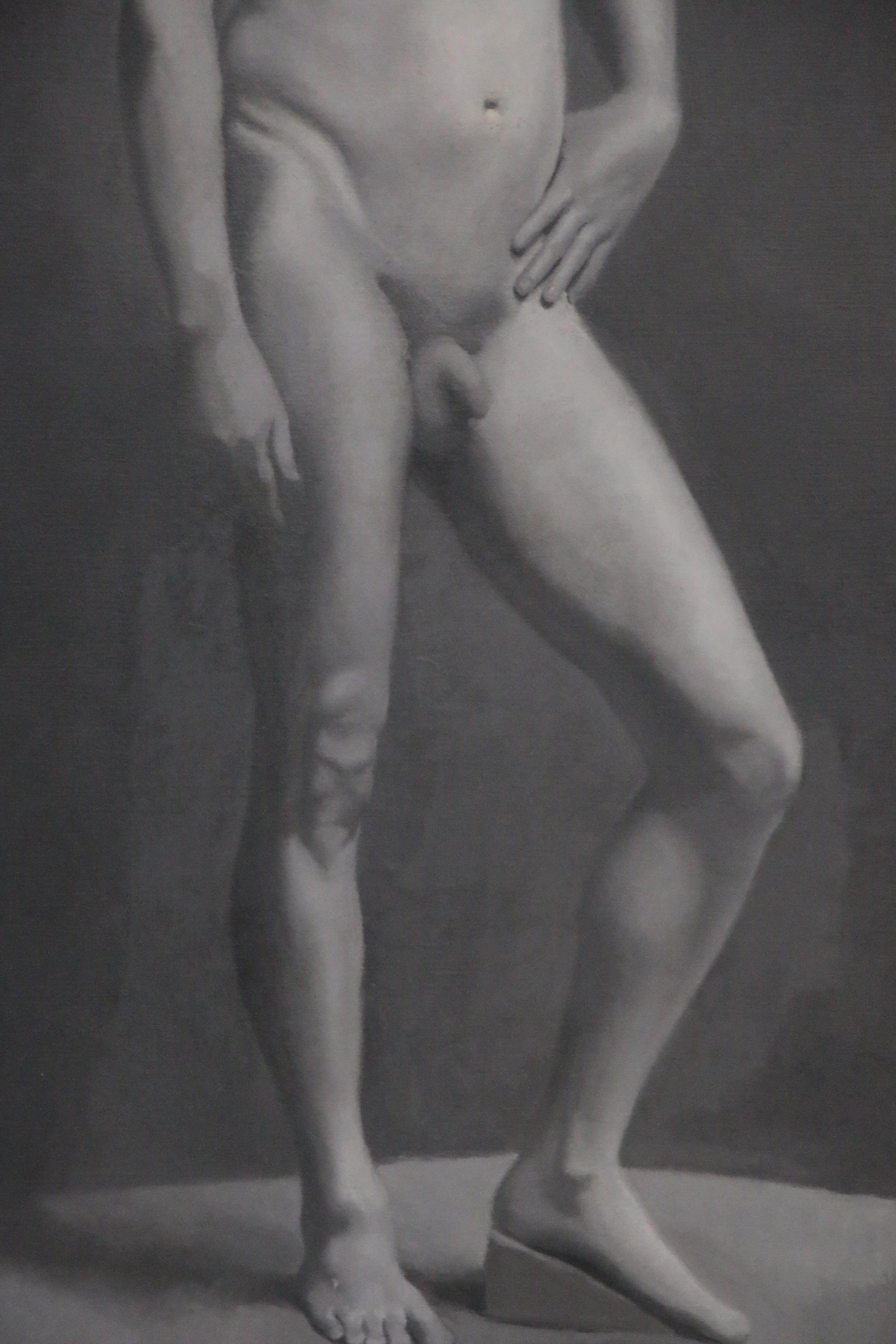 Monochrome Oil Painting of Male Nude, 21st Century