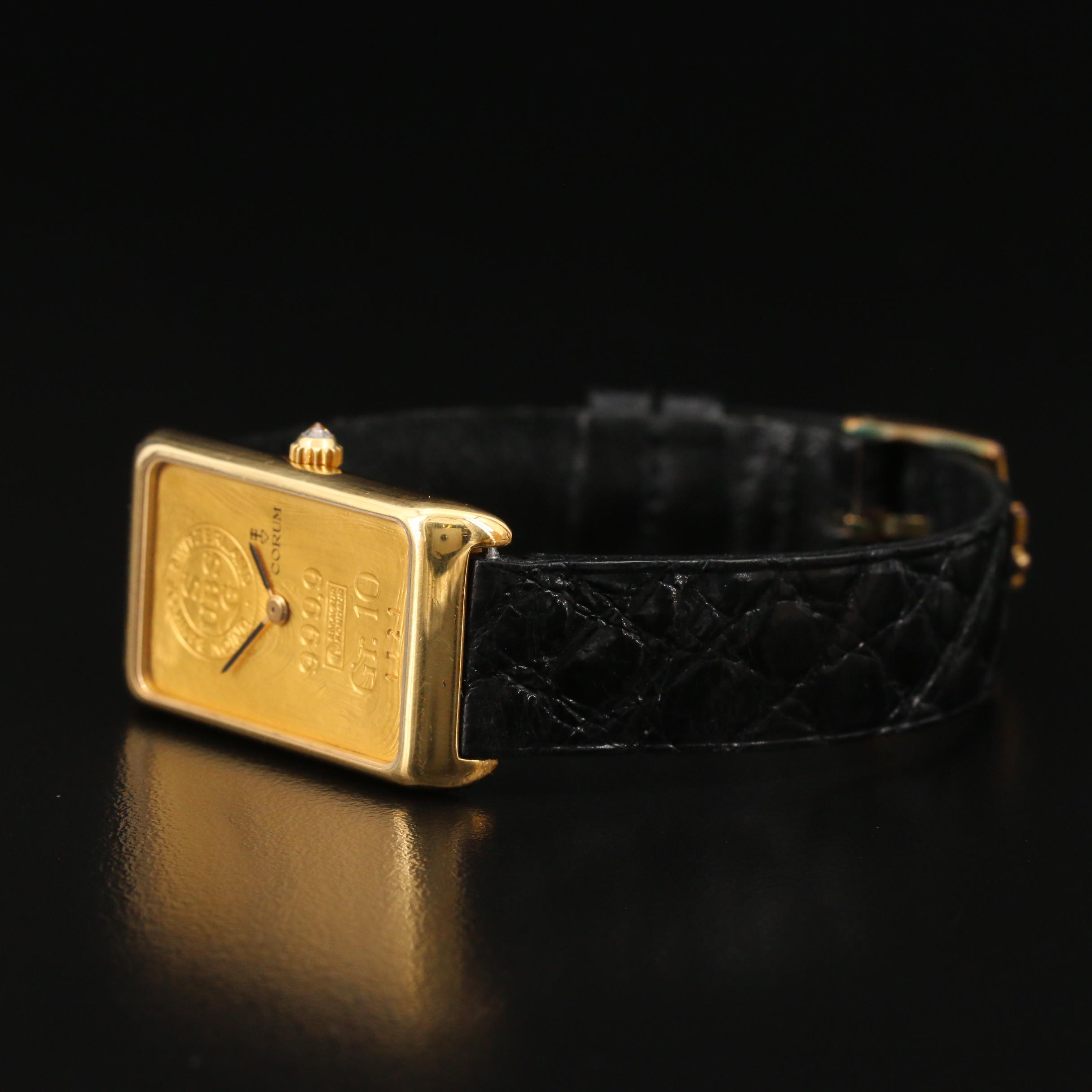 Corum 10 Gram UBS Gold Ingot Stem Wind 18K Gold Watch