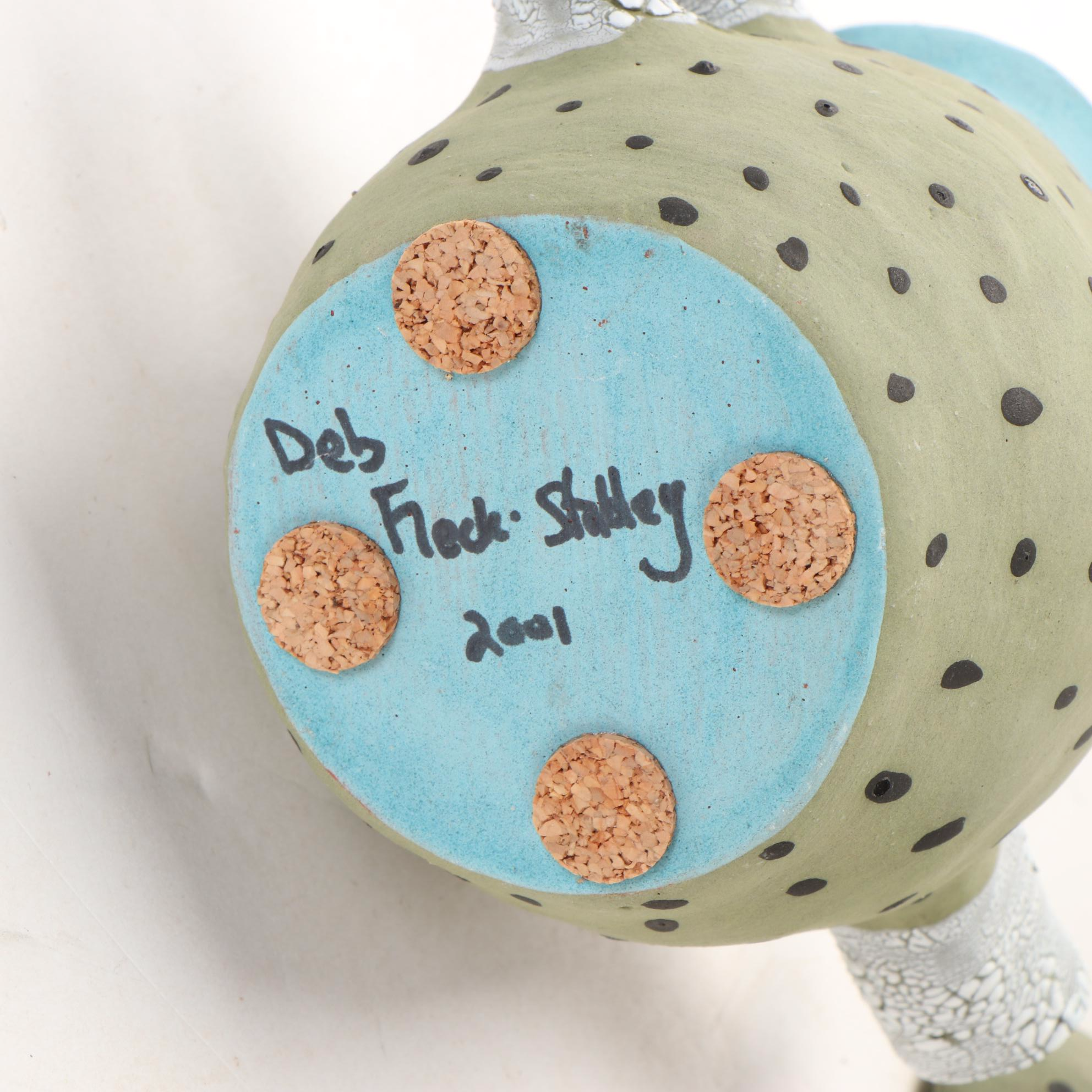 Deb Fleck-Stabley Glazed Terracotta Sculpture of Creature with Tea, 2001