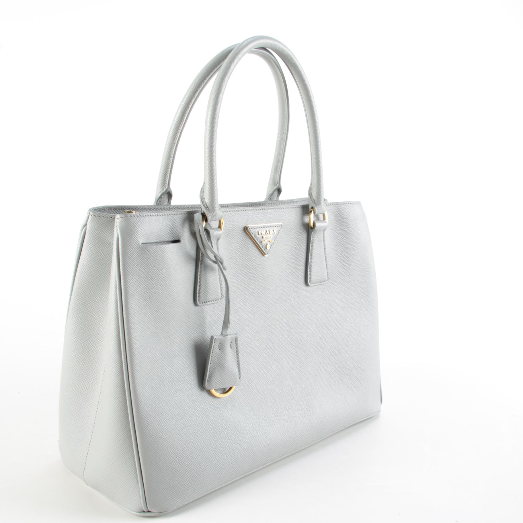 Prada Galleria Two-Way Tote in Gray Saffiano Leather
