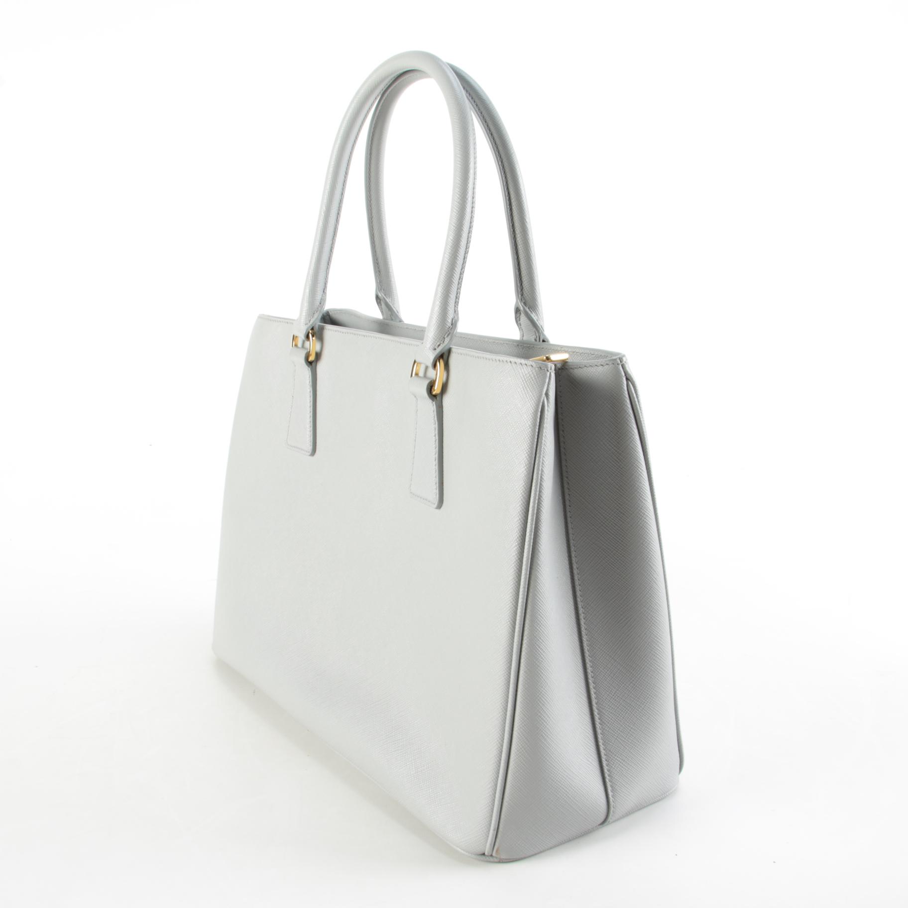 Prada Galleria Two-Way Tote in Gray Saffiano Leather