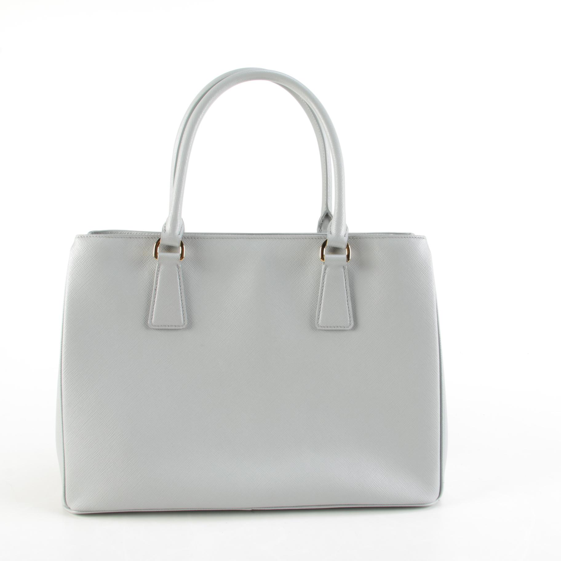 Prada Galleria Two-Way Tote in Gray Saffiano Leather