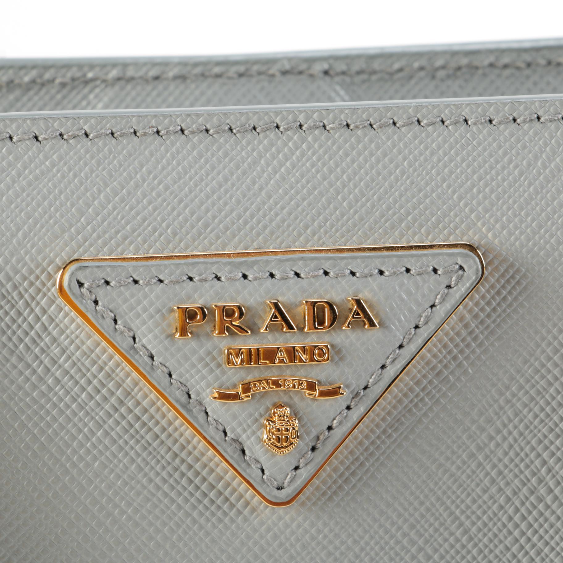 Prada Galleria Two-Way Tote in Gray Saffiano Leather