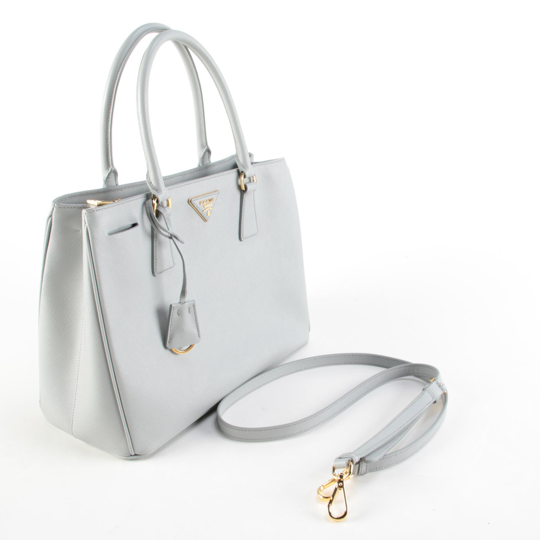 Prada Galleria Two-Way Tote in Gray Saffiano Leather
