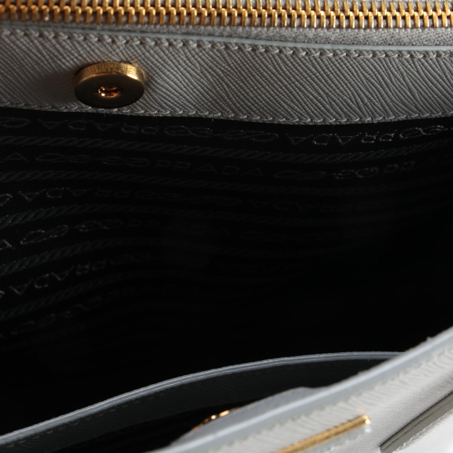 Prada Galleria Two-Way Tote in Gray Saffiano Leather