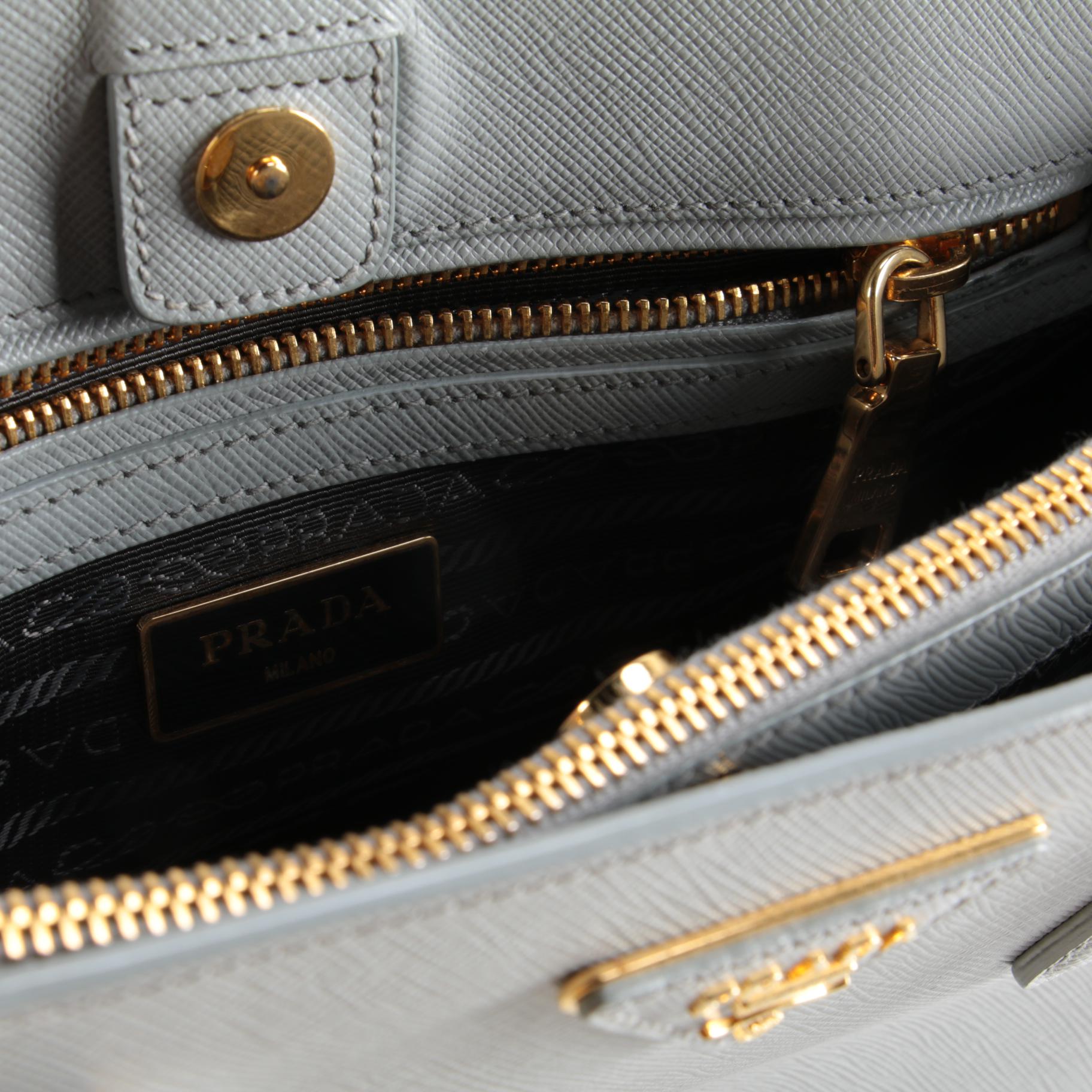 Prada Galleria Two-Way Tote in Gray Saffiano Leather