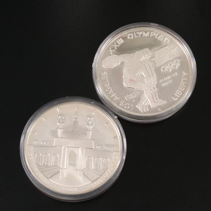 Silver Proof Commemorative Olympic Dollars, 1983, 1984