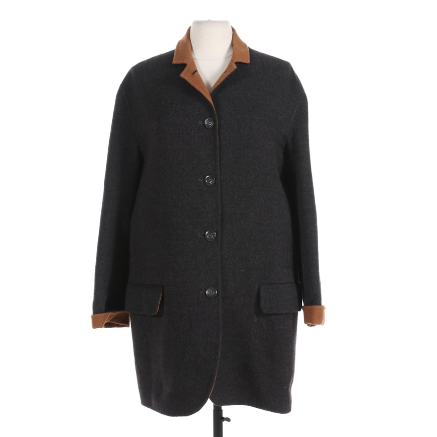 Ron Leal Bicolor Wool Button-Front Coat