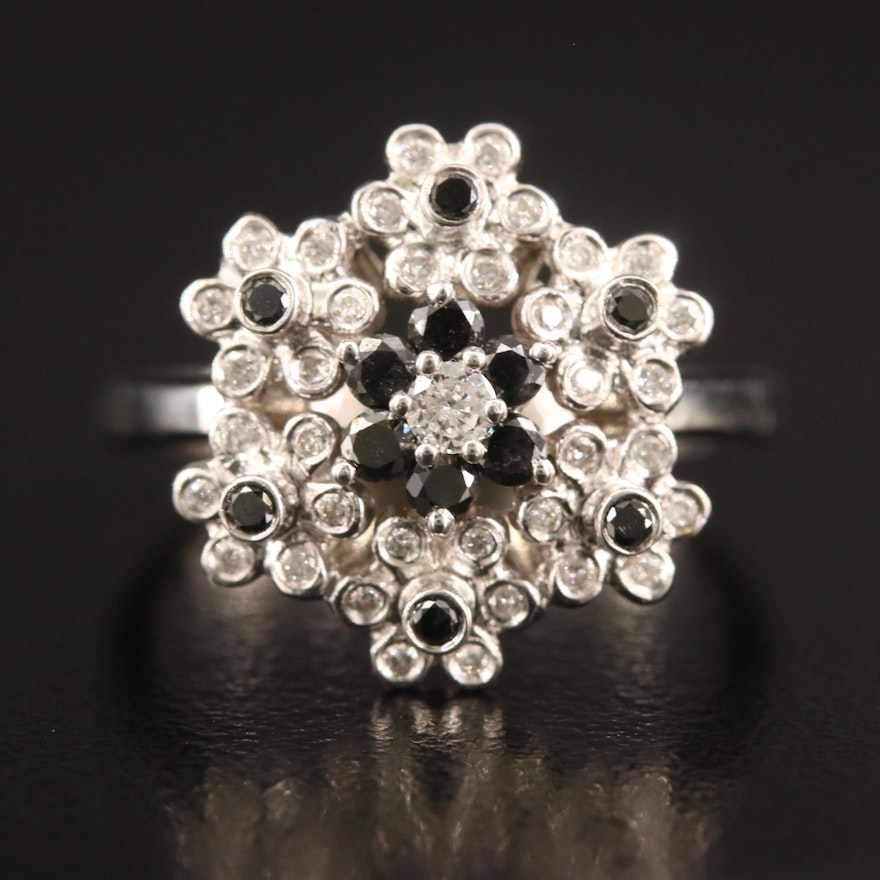 18K Diamond Flower Ring