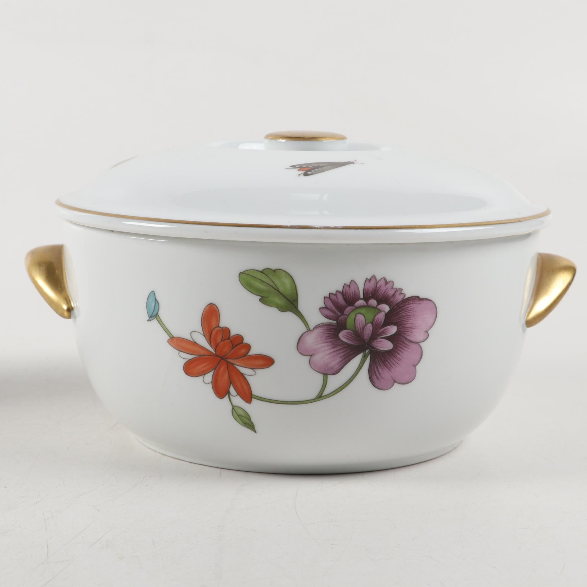 Royal Worcester "Evesham" Porcelain Serving Bowls and Floral Motif Casserole
