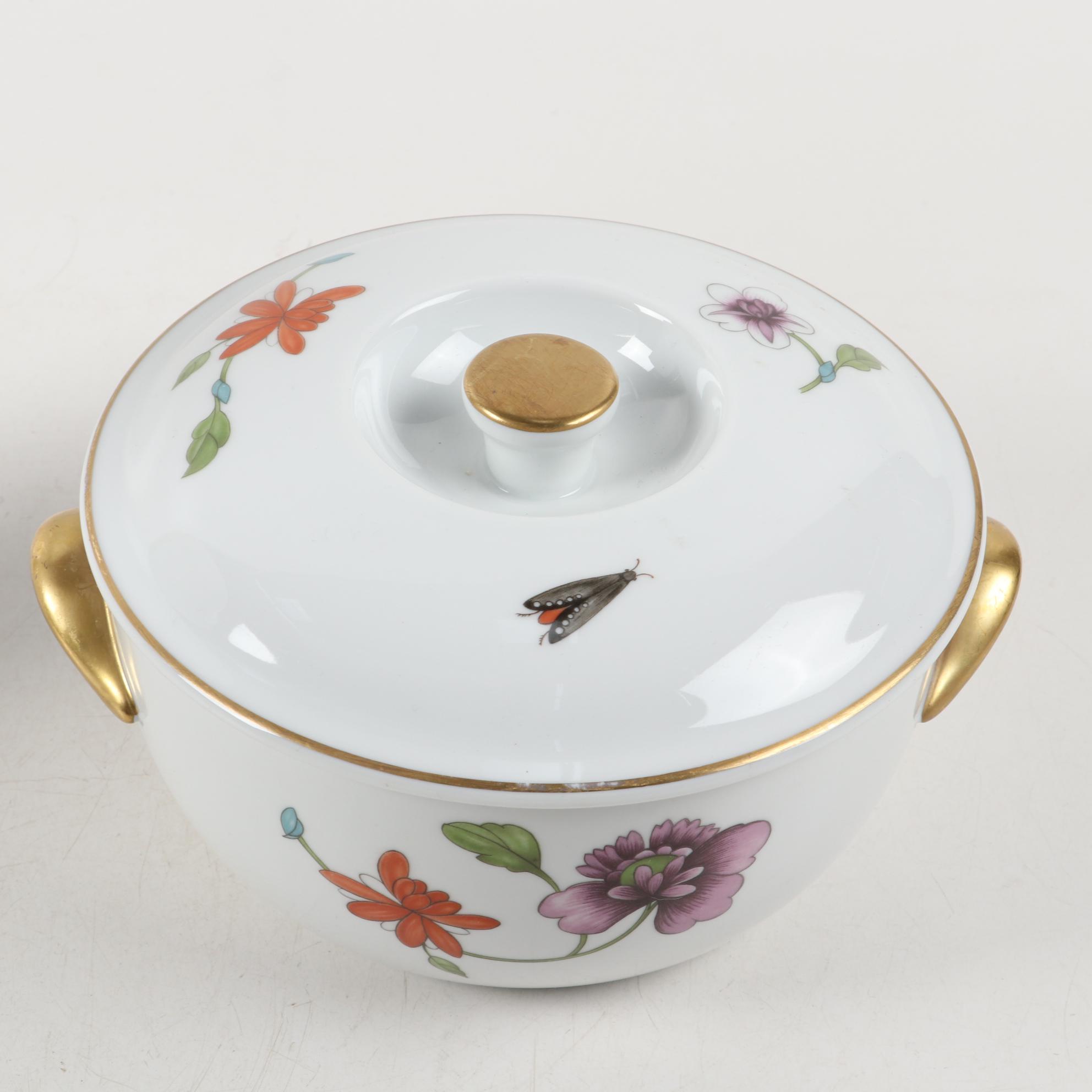 Royal Worcester "Evesham" Porcelain Serving Bowls and Floral Motif Casserole