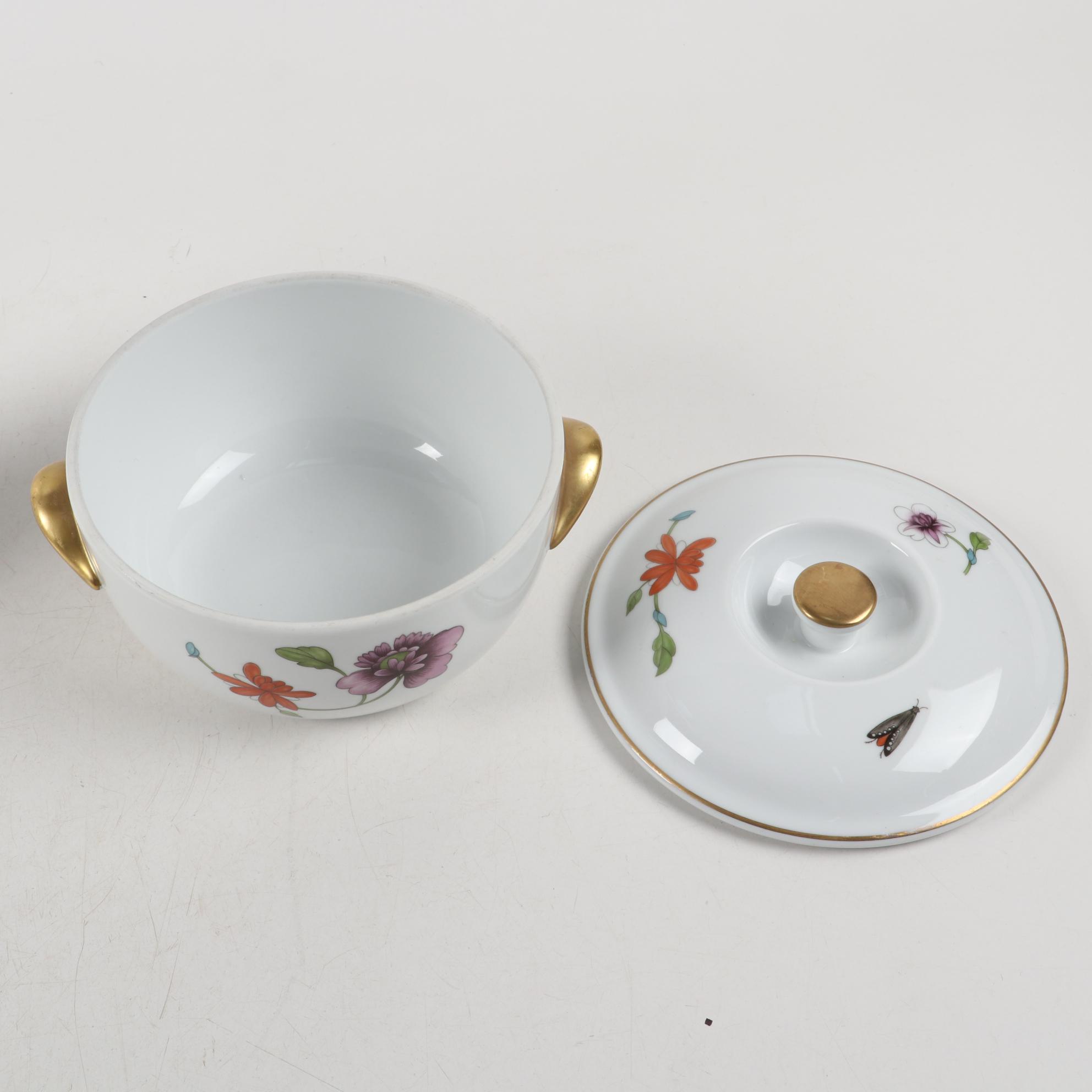 Royal Worcester "Evesham" Porcelain Serving Bowls and Floral Motif Casserole