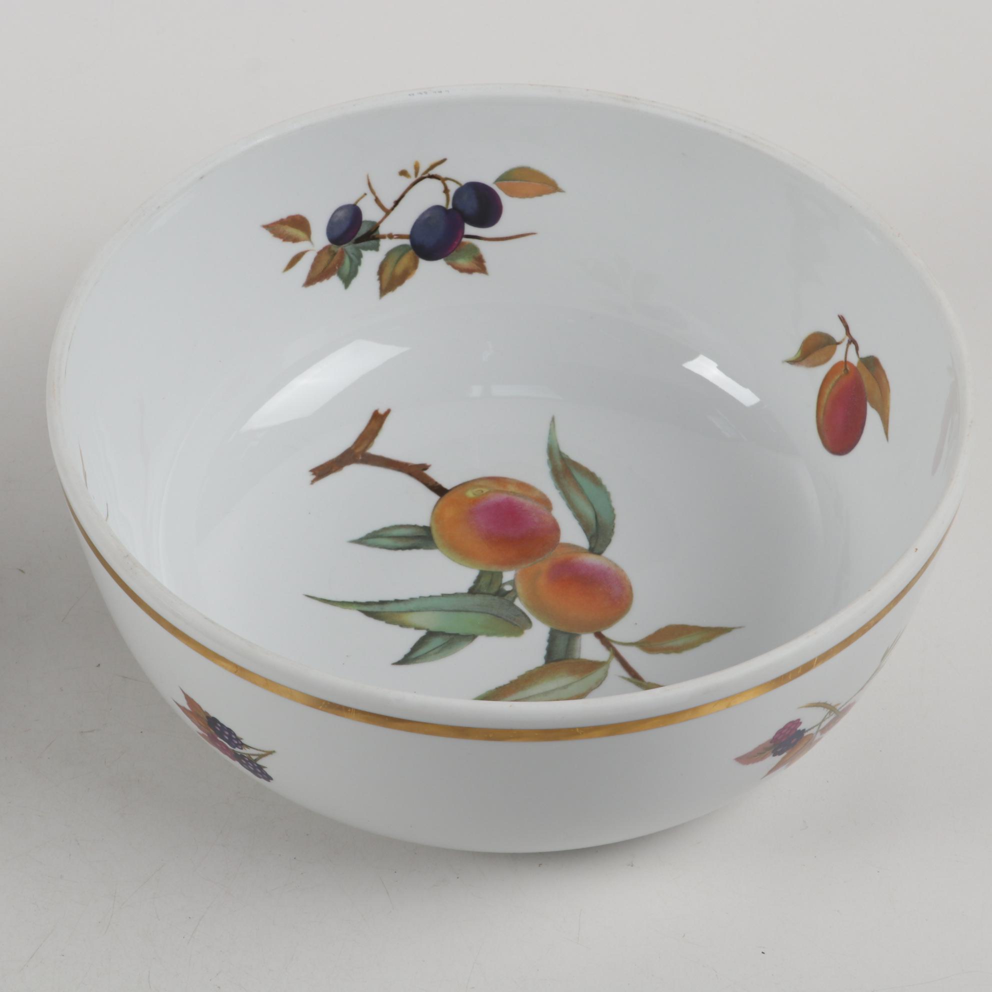 Royal Worcester "Evesham" Porcelain Serving Bowls and Floral Motif Casserole