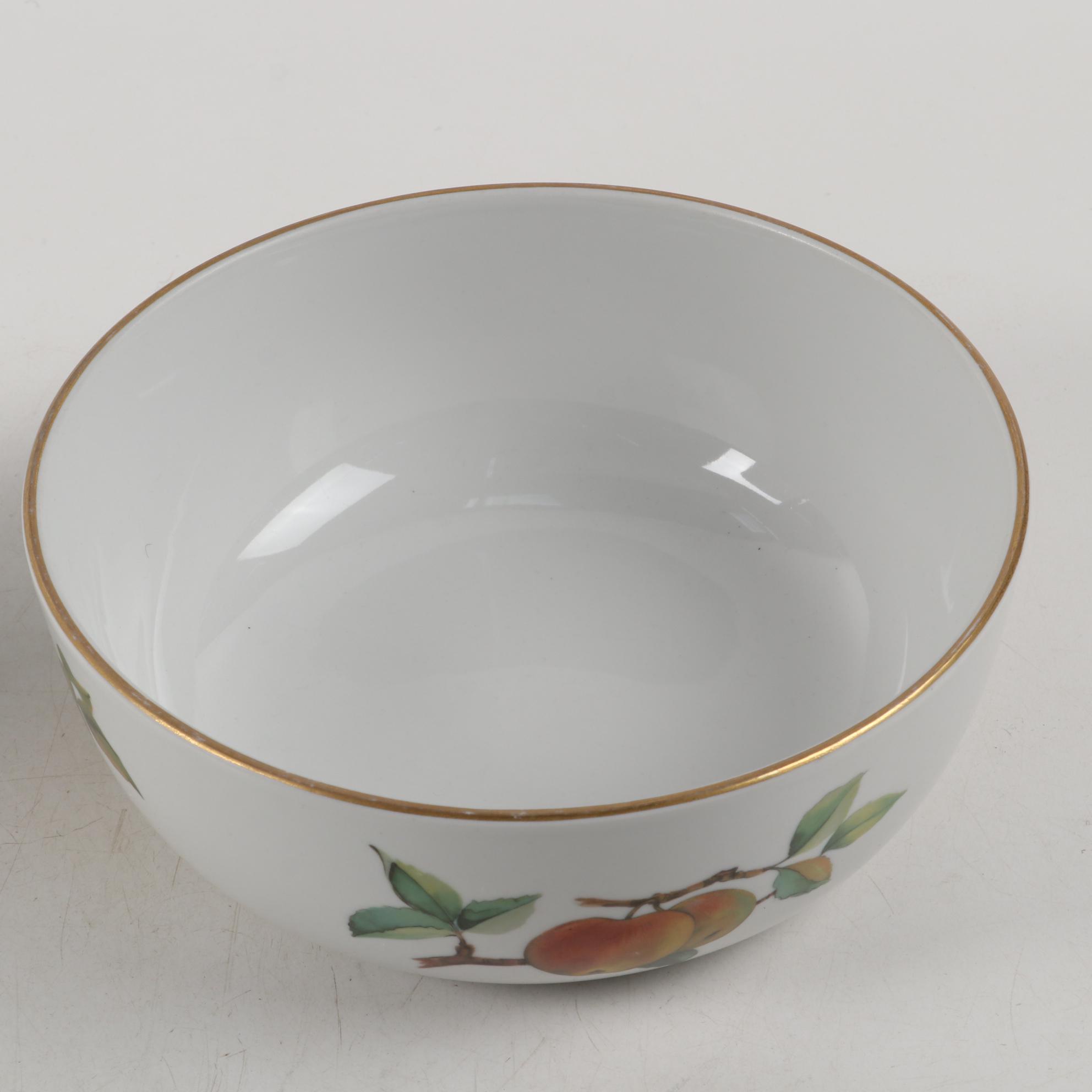 Royal Worcester "Evesham" Porcelain Serving Bowls and Floral Motif Casserole