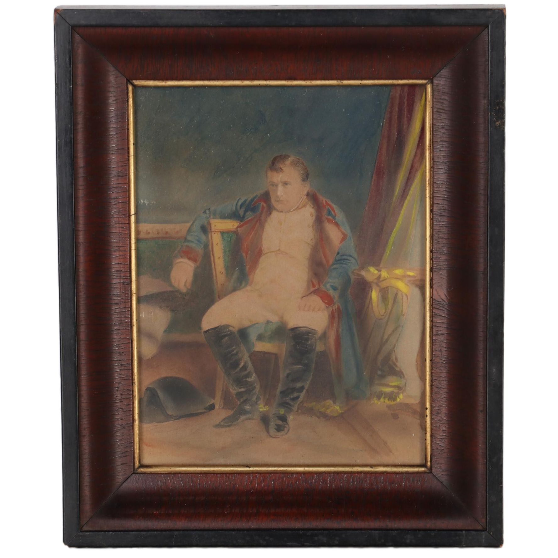 Miniature Watercolor Painting after Paul Delaroche "Napoleon I at Fontainebleau"