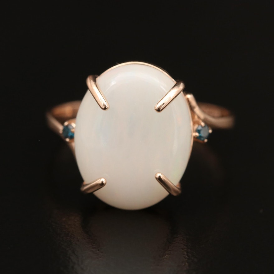 14K Opal Ring with Diamond Accents