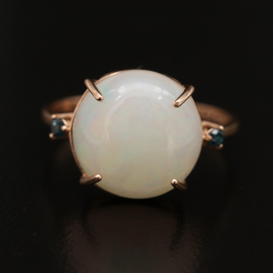 14K Rose Gold Opal and Diamond Ring