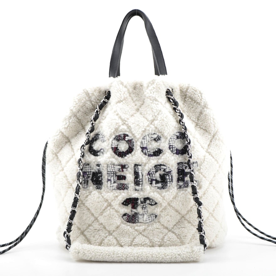 Chanel Coco Neige Shopping Tote in Shearling and Tweed