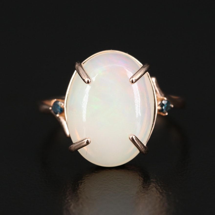 14K Rose Gold Opal and Diamond Ring