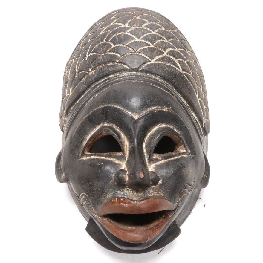 West African Style Hand-Carved Wood Mask