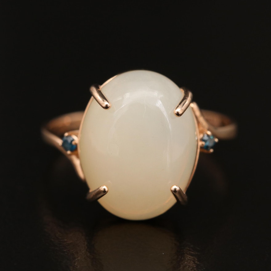 14K Rose Gold Opal and Diamond Ring