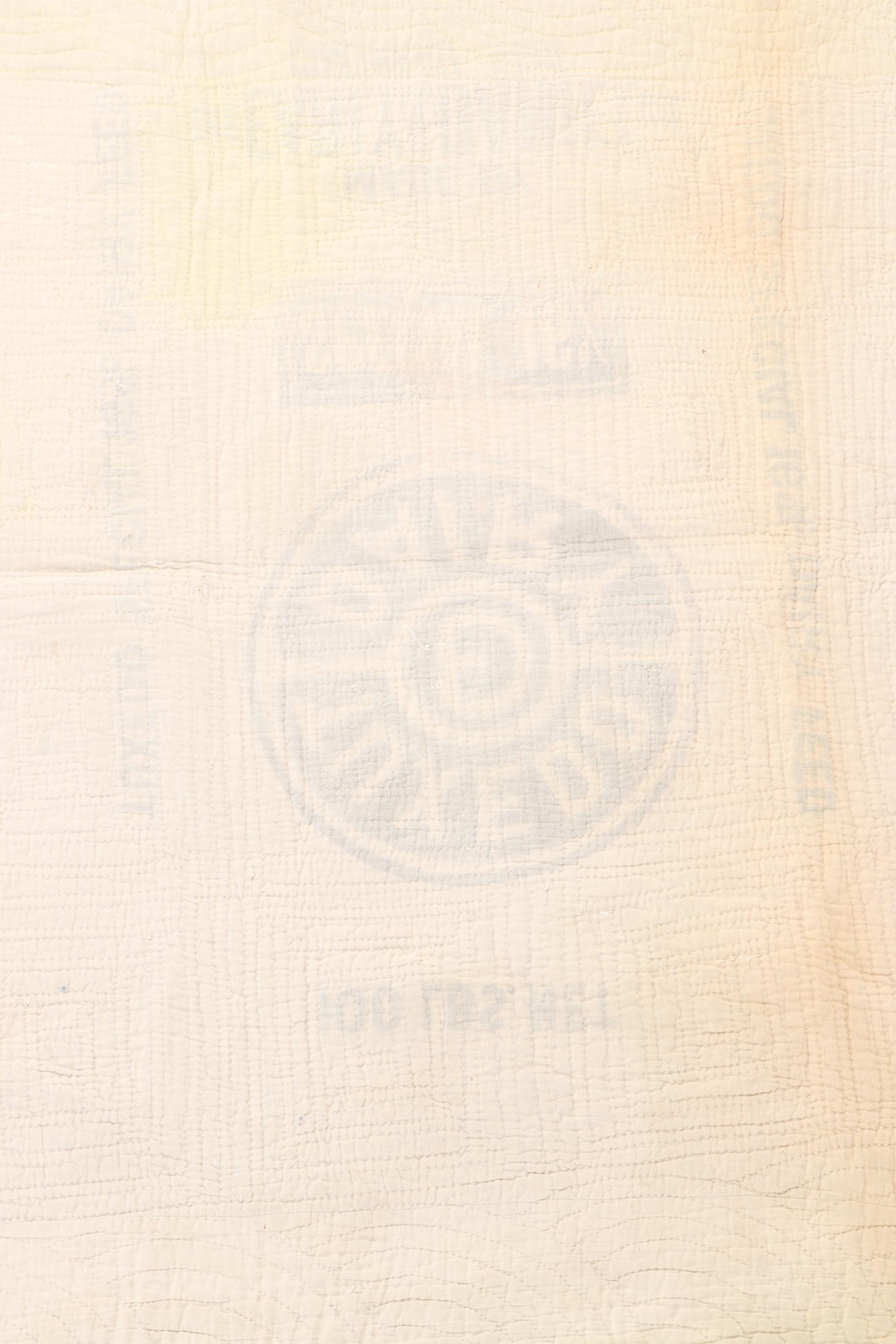 Handcrafted "Courthouse Steps Log Cabin" Pieced Feed Sack Quilt, Early 20th C.