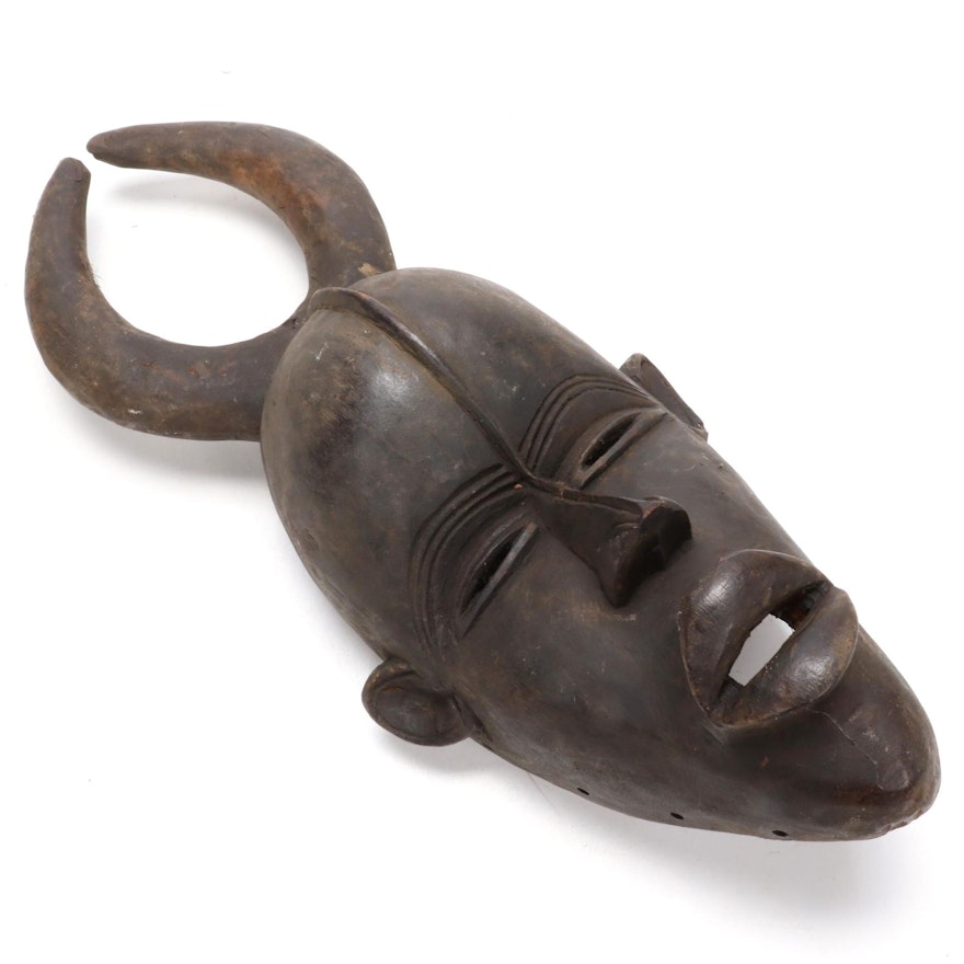 Dan Style Carved Wood Mask with Animal Motif, West Africa