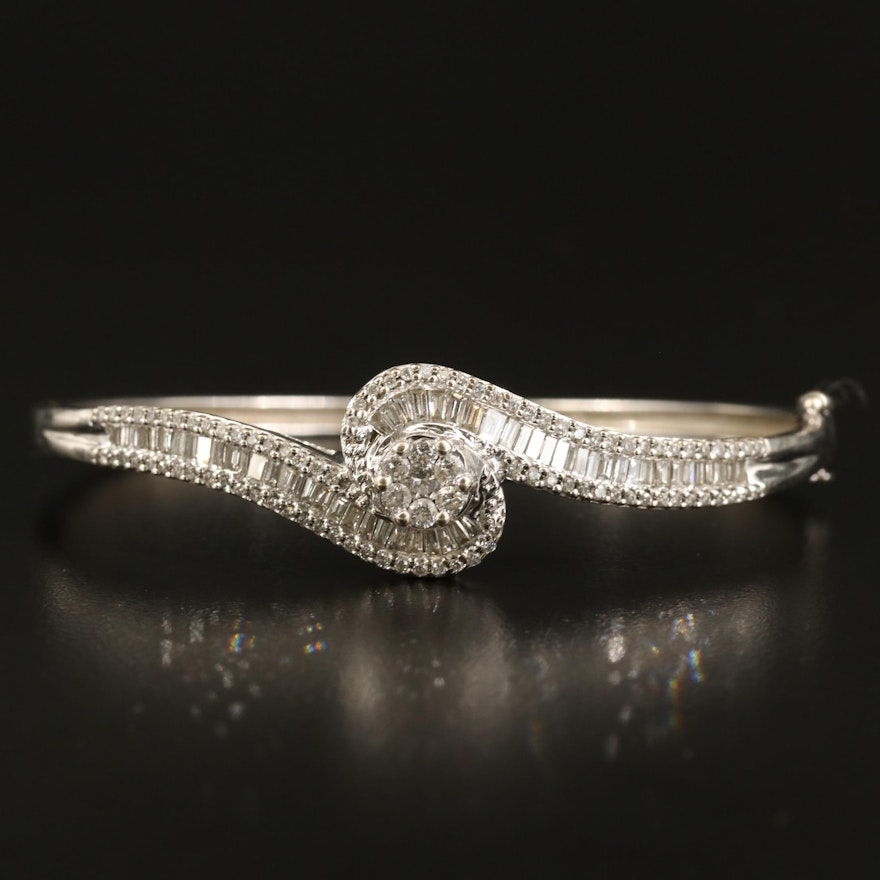 14K 2.45 CTW Diamond Hinged Bangle