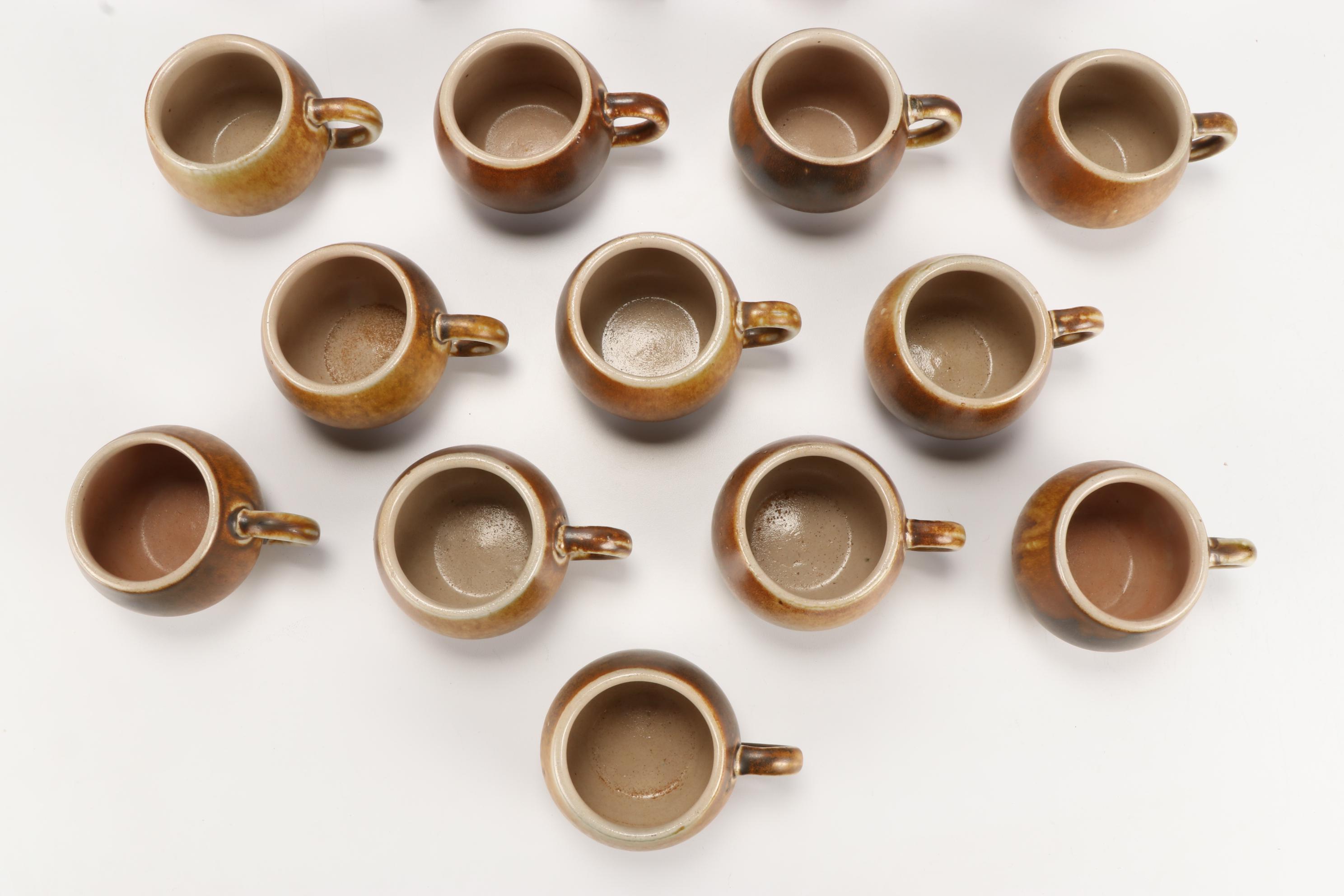 German Reinhold Merkelbach Stoneware Mugs and Hand Carved Wooden Figurines