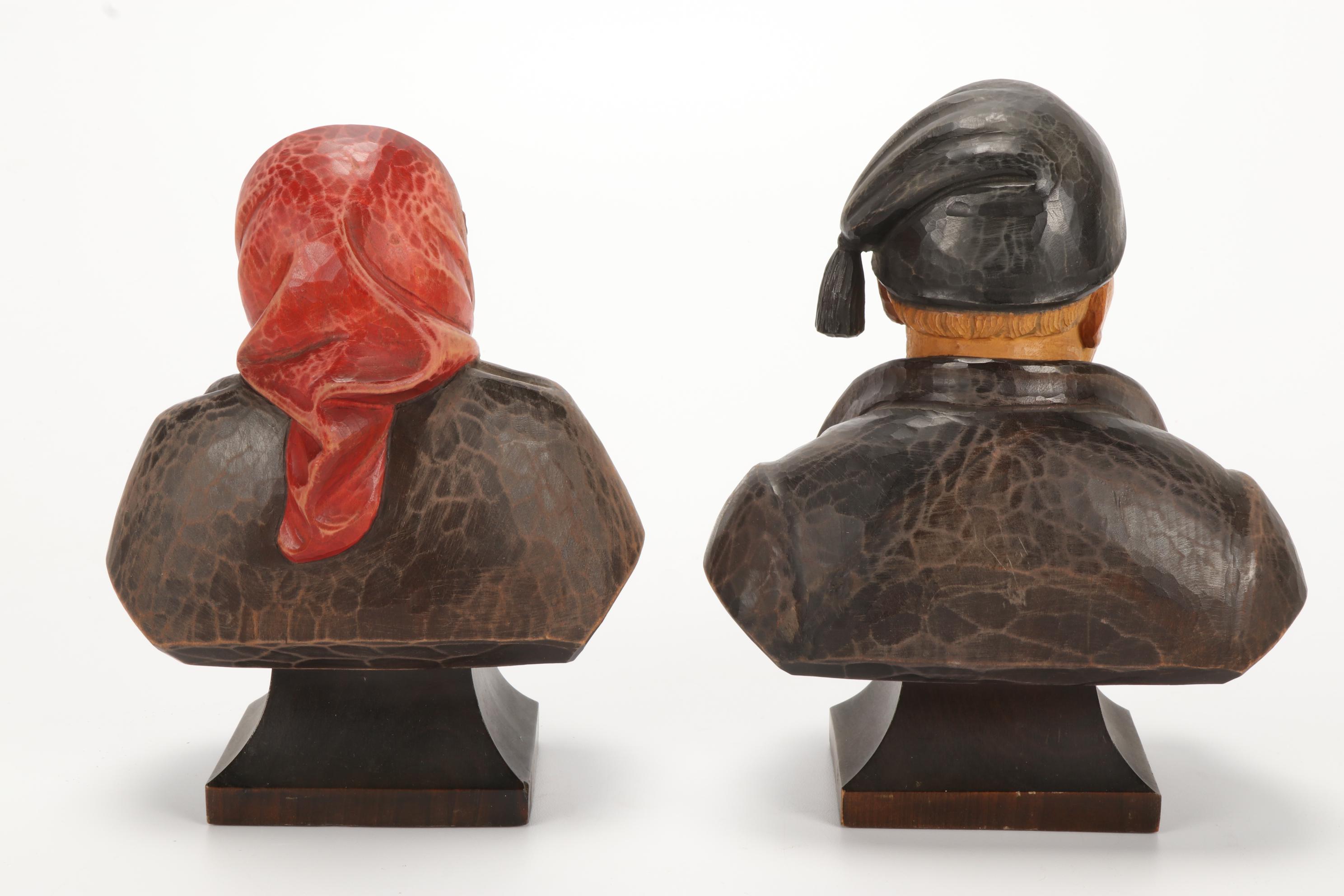 German Reinhold Merkelbach Stoneware Mugs and Hand Carved Wooden Figurines