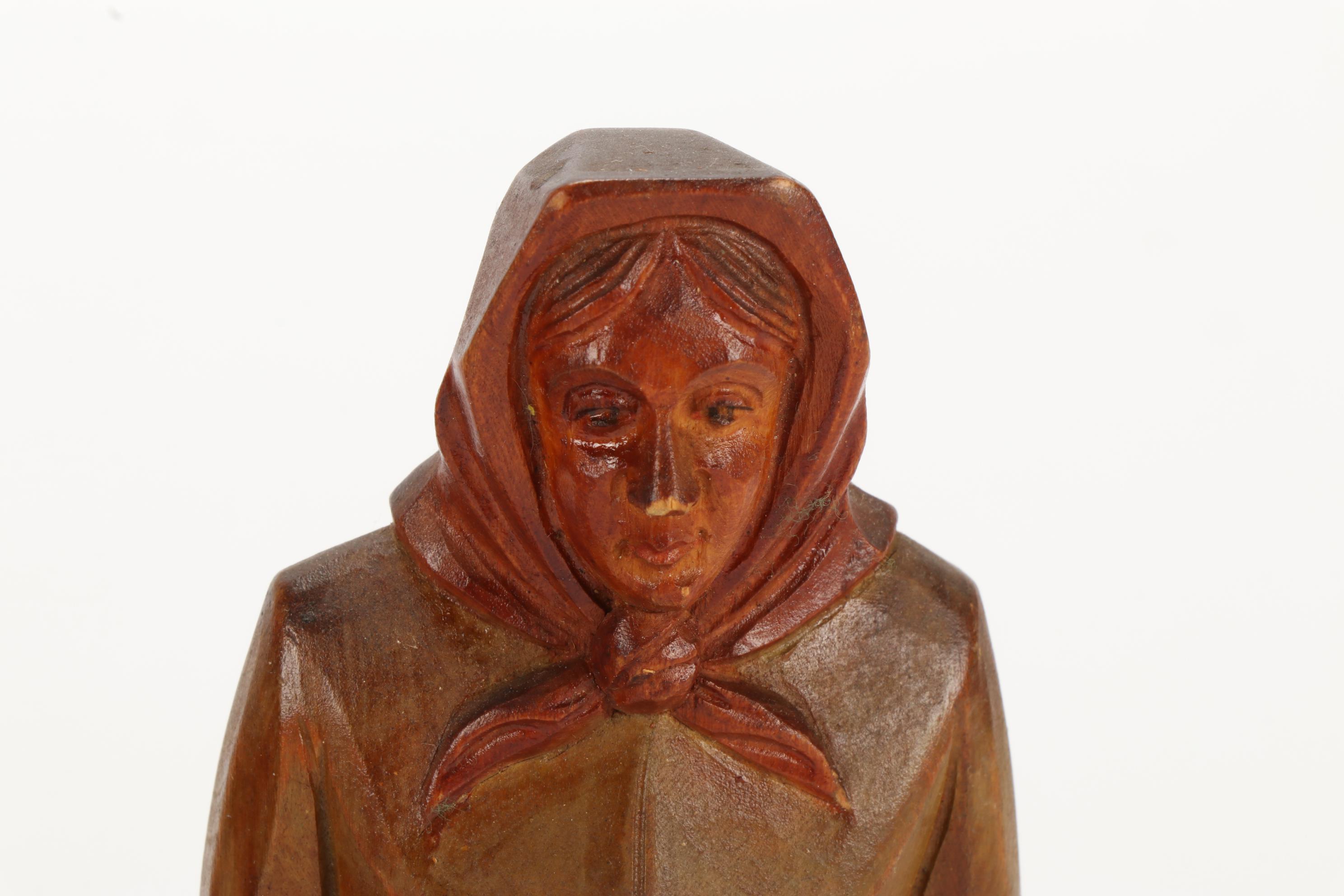 German Reinhold Merkelbach Stoneware Mugs and Hand Carved Wooden Figurines