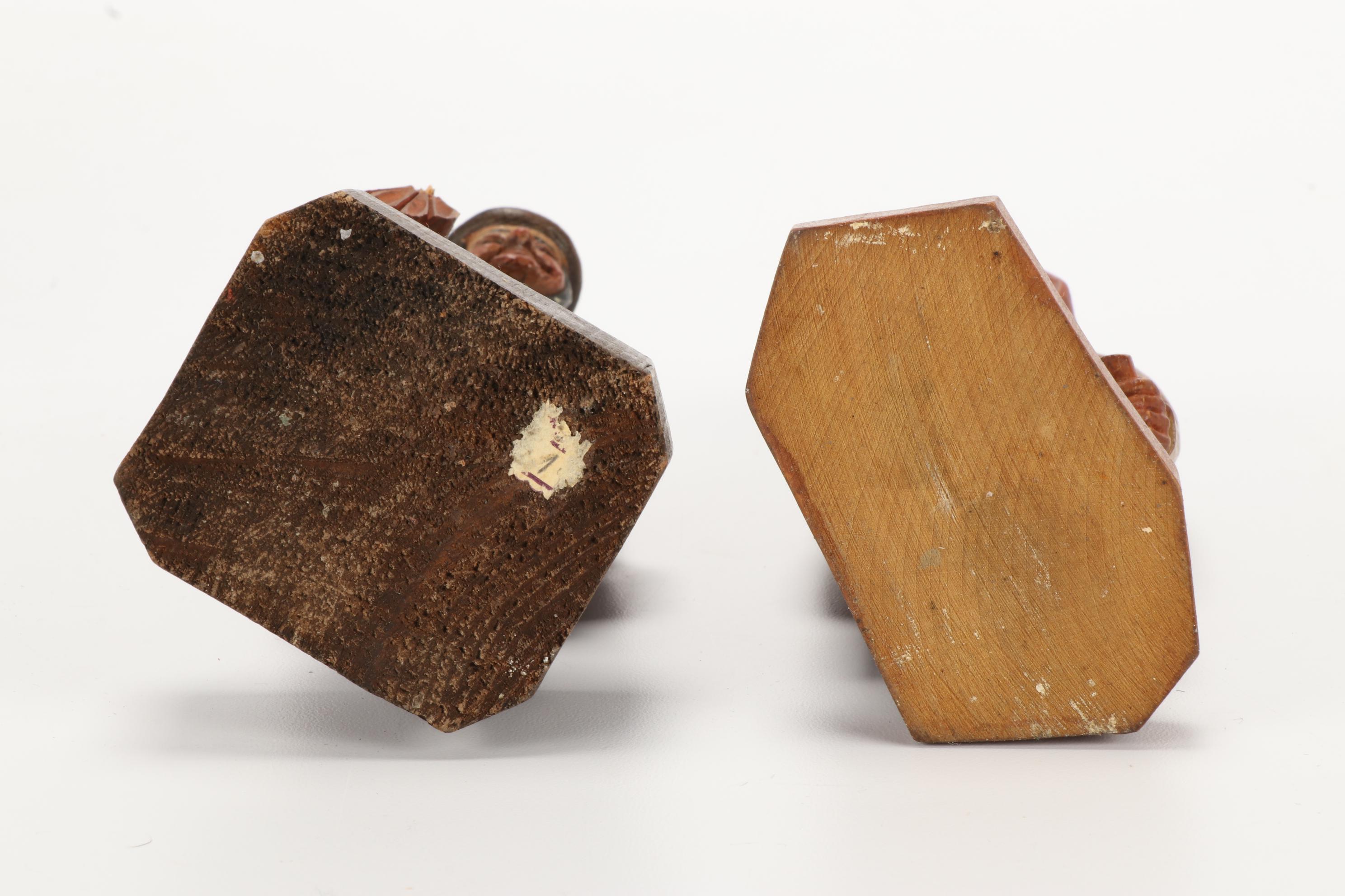 German Reinhold Merkelbach Stoneware Mugs and Hand Carved Wooden Figurines