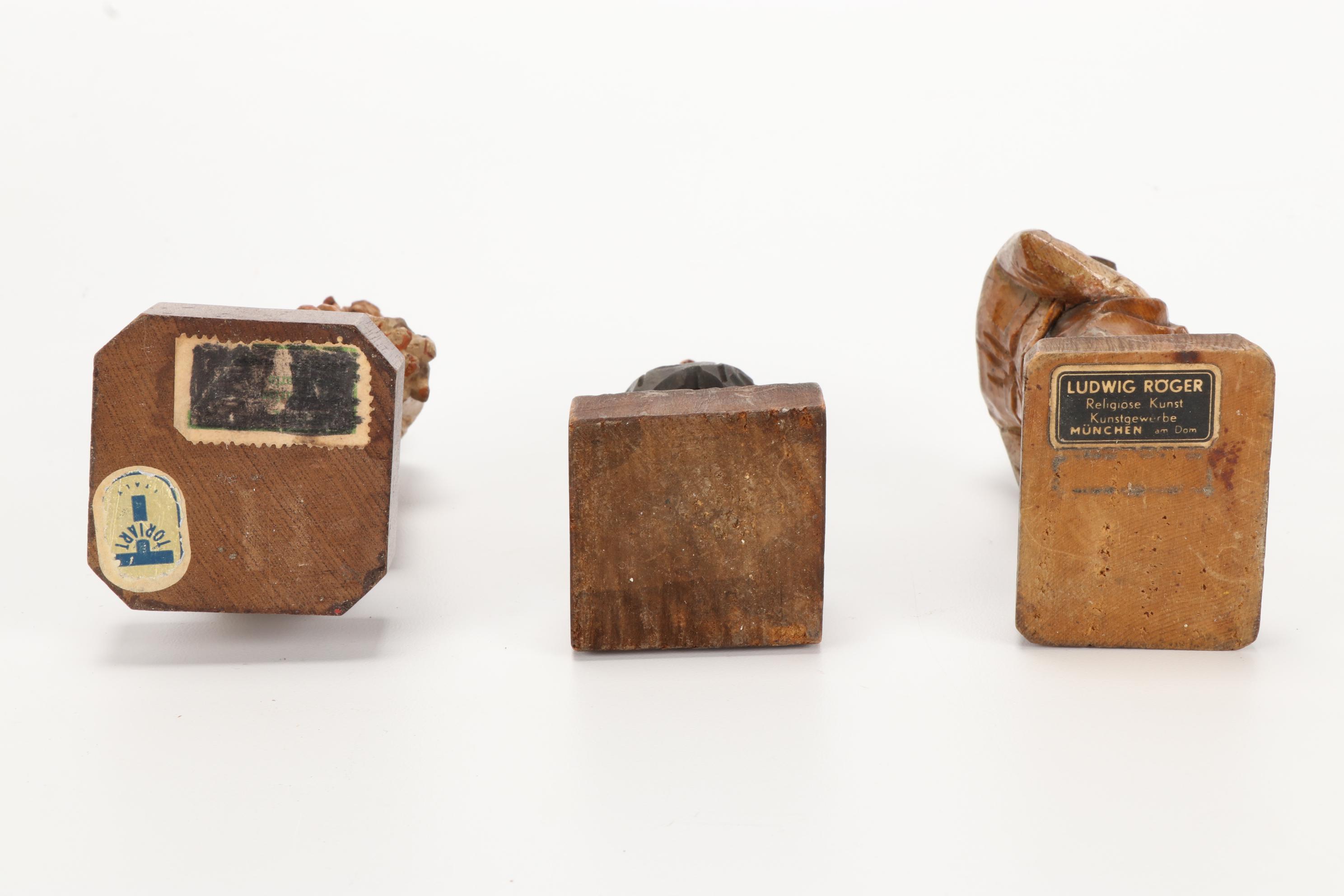 German Reinhold Merkelbach Stoneware Mugs and Hand Carved Wooden Figurines