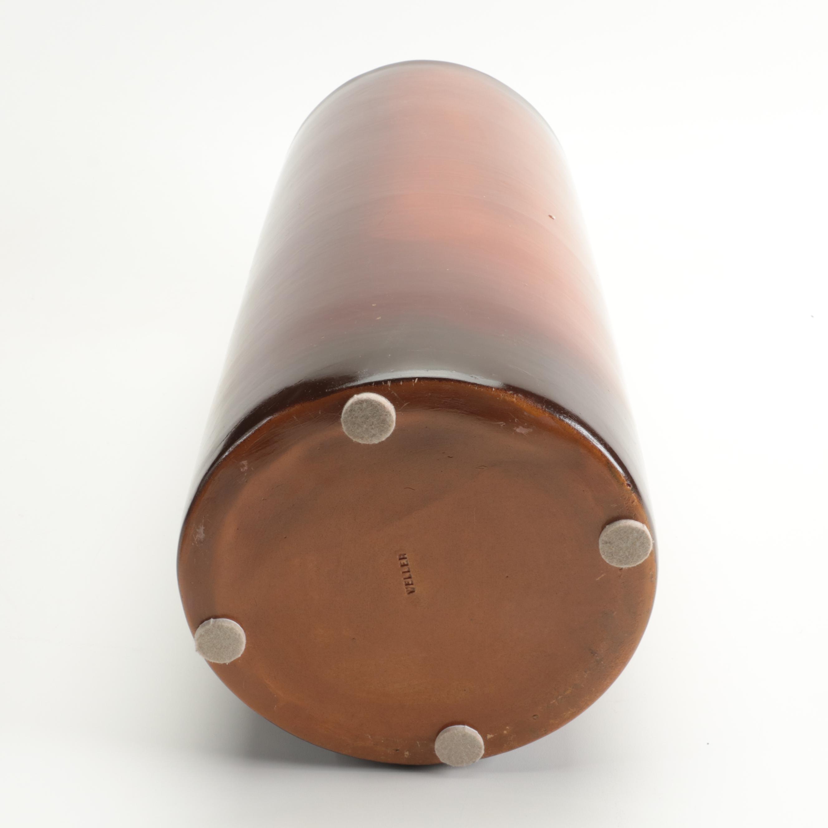 Weller Pottery Standard Glaze Poppy Cylinder Umbrella Stand, Early 20th Century