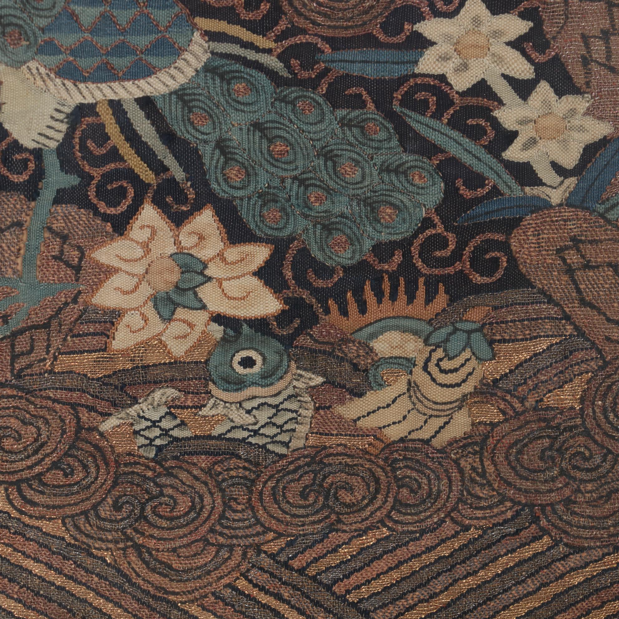 Chinese Qing Dynasty Embroidered Silk and Woven Kesi Civil Rank Badges