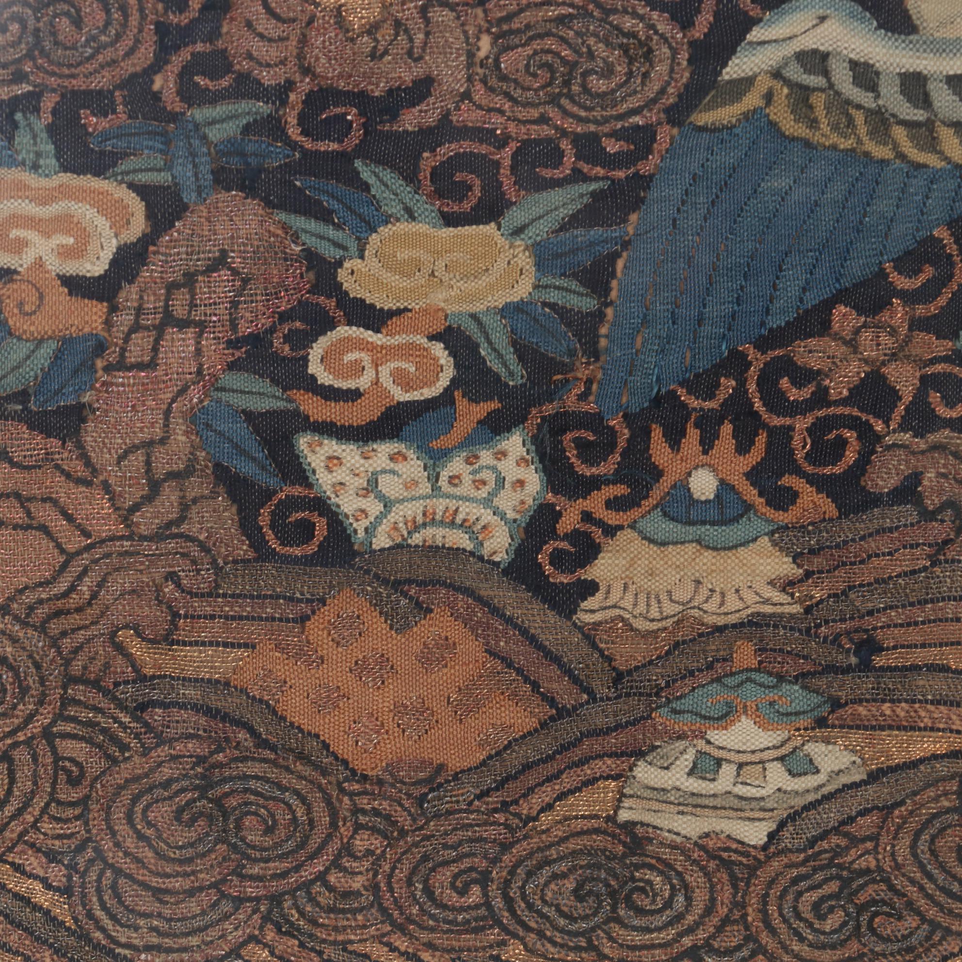 Chinese Qing Dynasty Embroidered Silk and Woven Kesi Civil Rank Badges