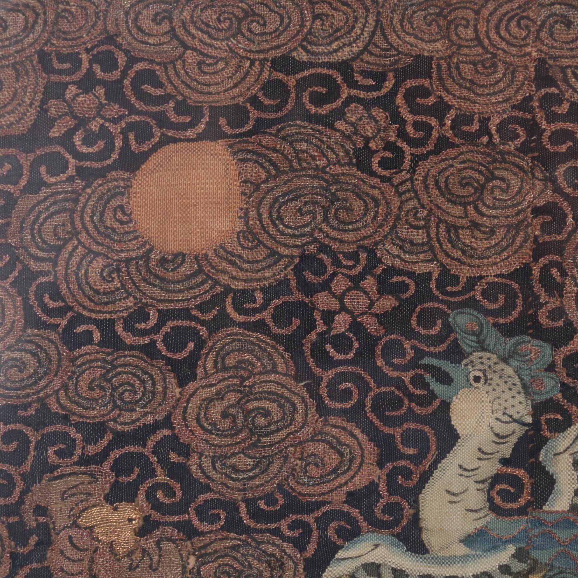 Chinese Qing Dynasty Embroidered Silk and Woven Kesi Civil Rank Badges