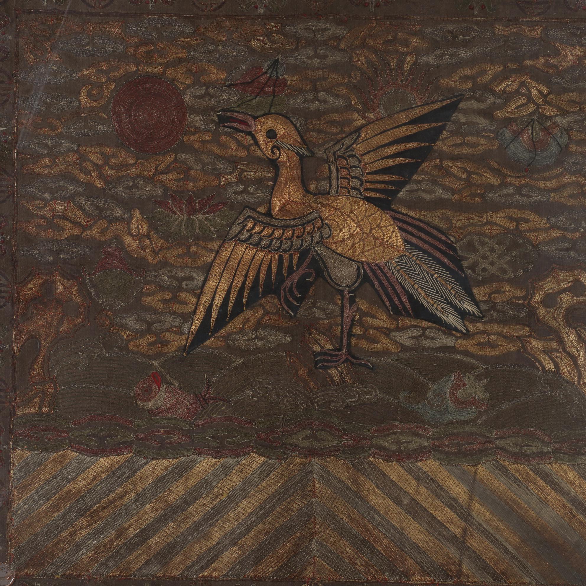 Chinese Qing Dynasty Embroidered Silk and Woven Kesi Civil Rank Badges