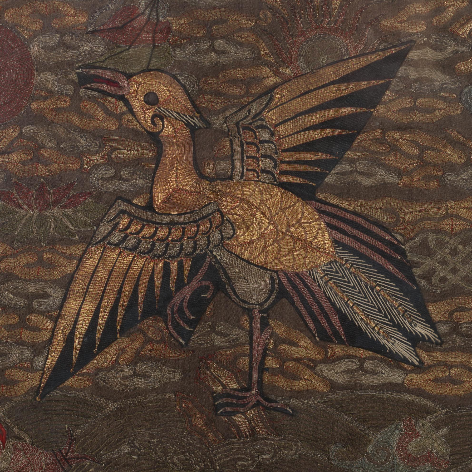 Chinese Qing Dynasty Embroidered Silk and Woven Kesi Civil Rank Badges