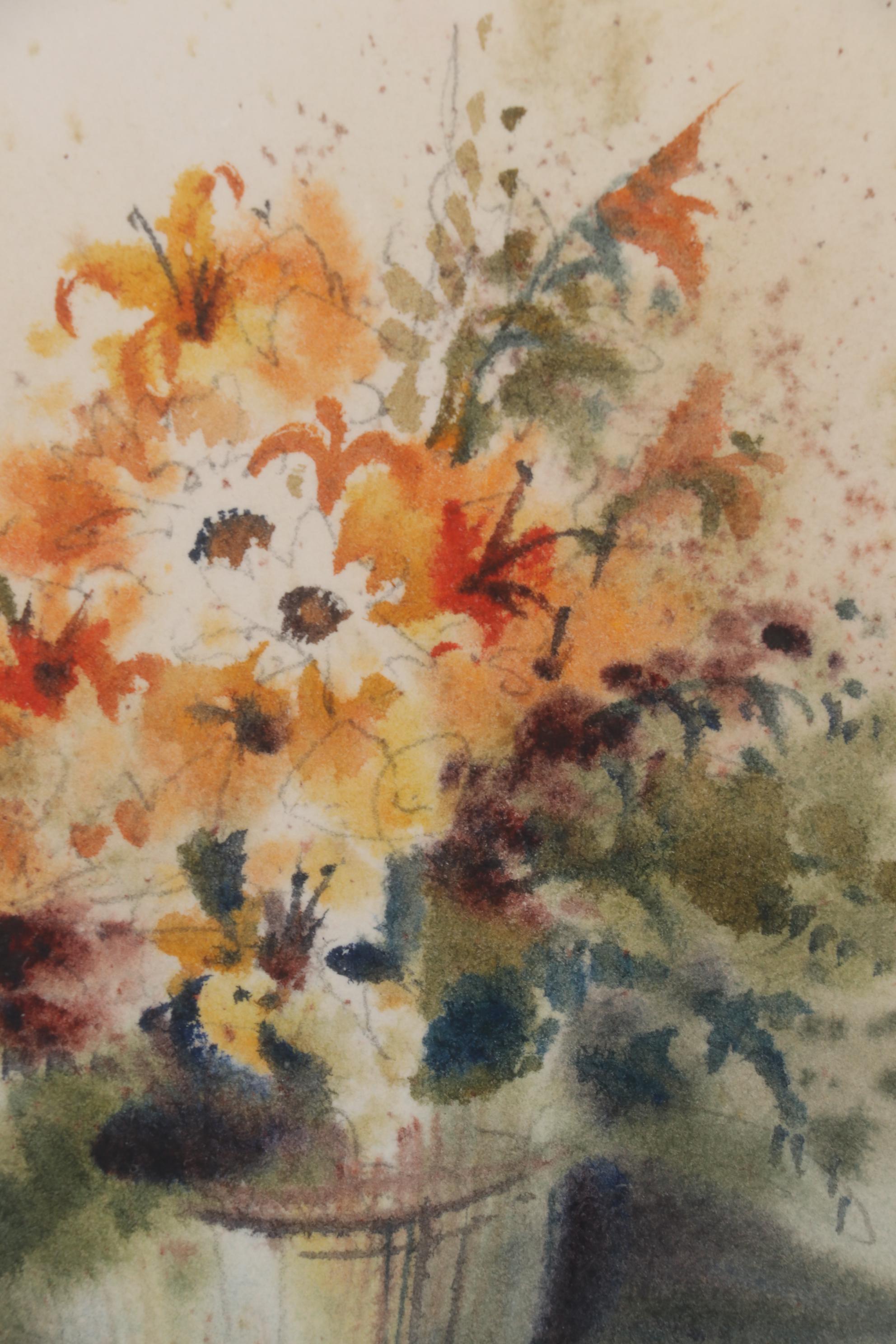 Lucile Geiser Floral Watercolor Paintings, Late 20th Century