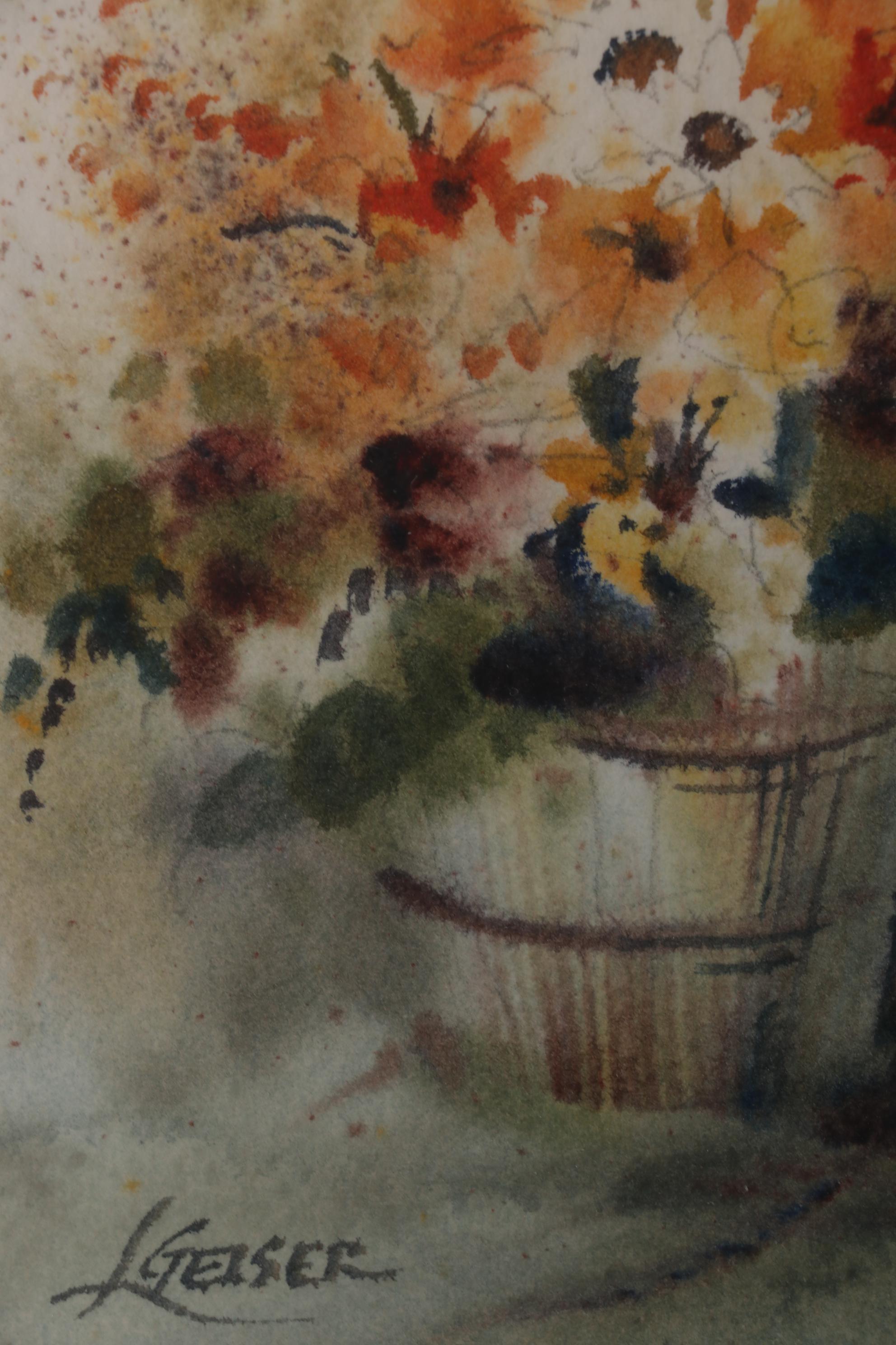 Lucile Geiser Floral Watercolor Paintings, Late 20th Century