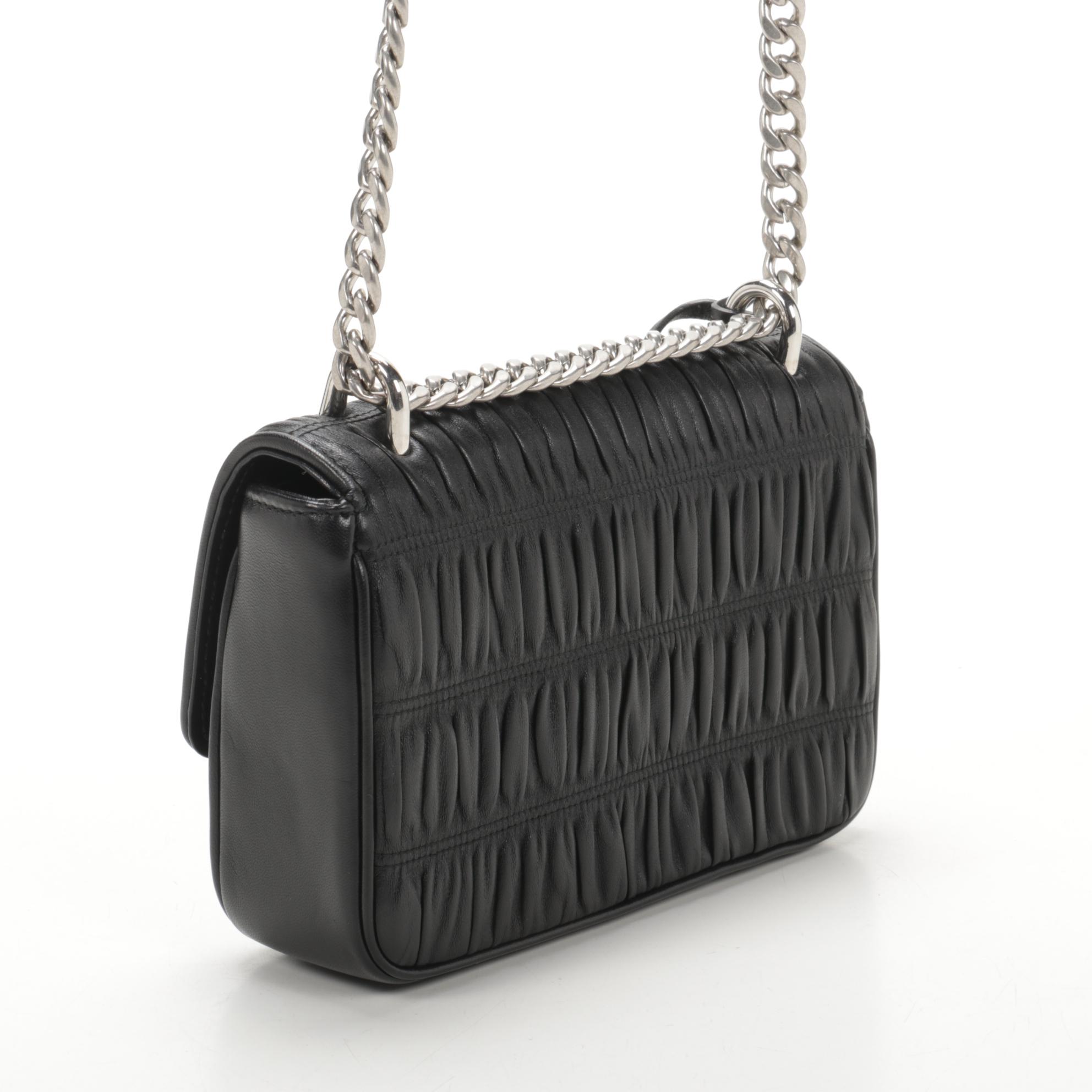 Prada Small Sound Crossbody Bag in Black Nappa Gaufre Leather
