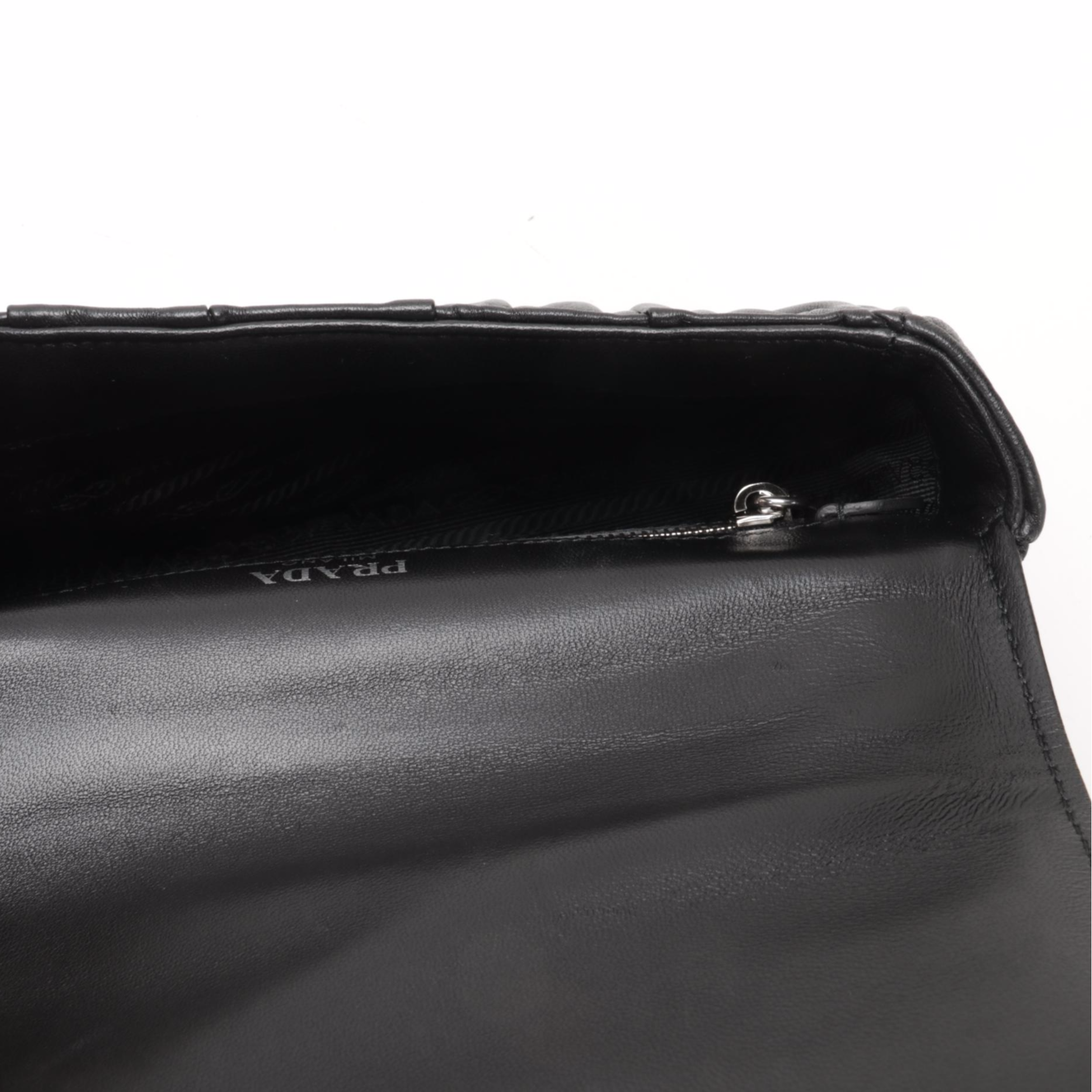 Prada Small Sound Crossbody Bag in Black Nappa Gaufre Leather