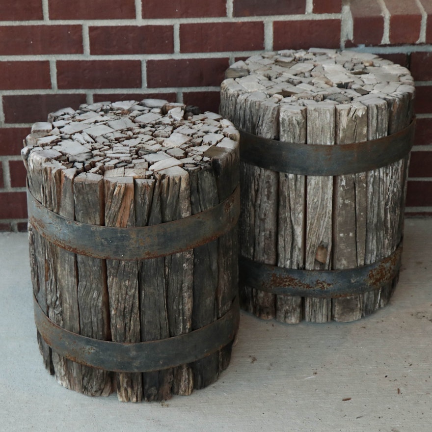 Bound Timber Wood Barrel Side Tables or Seats