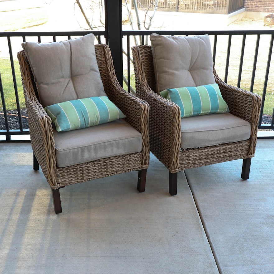 Woven Resin Patio Chairs with Nanotex Weather Resistant Cushions
