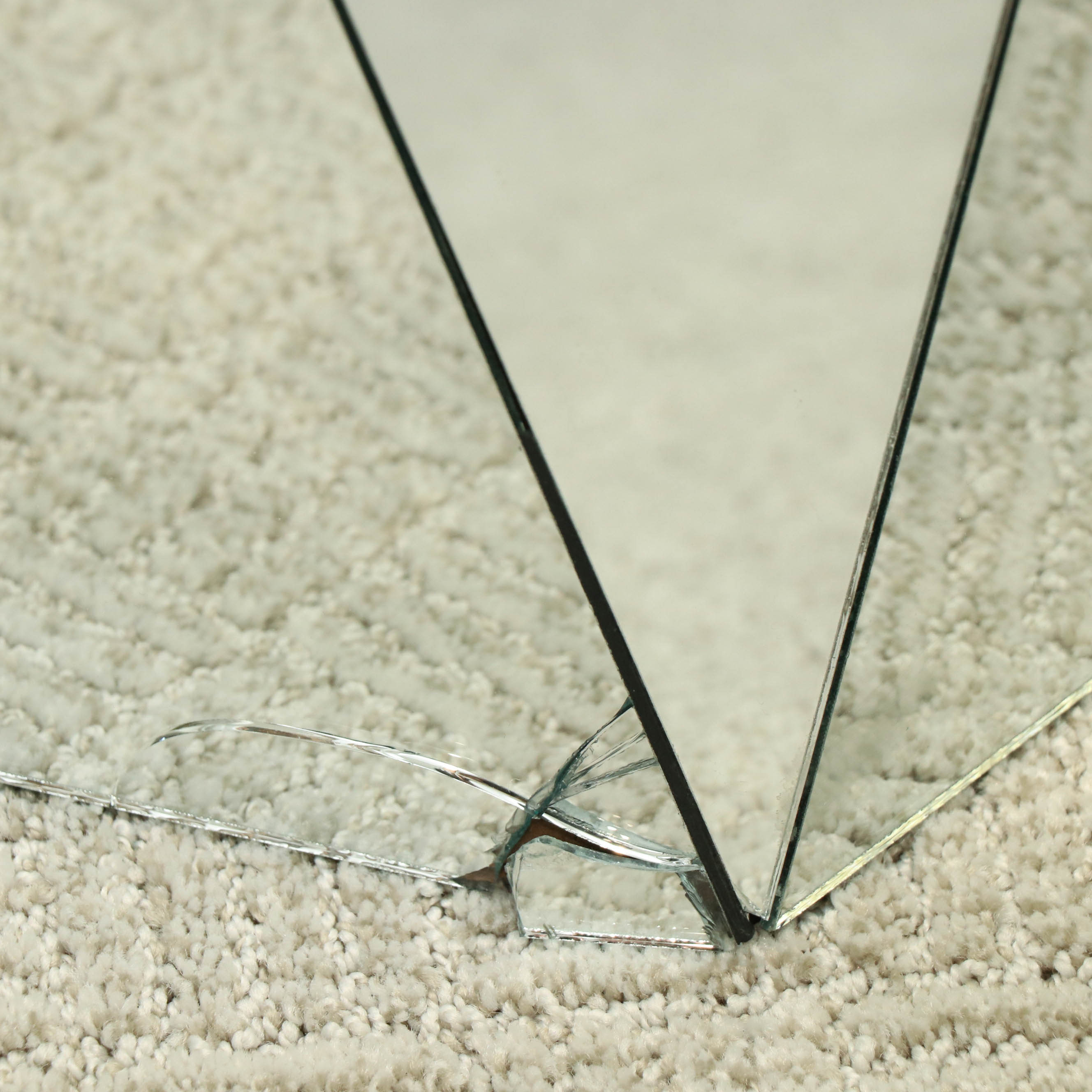 Teal Tufted Microfiber Slipper Chair with Pillow and Mirrored Side Table