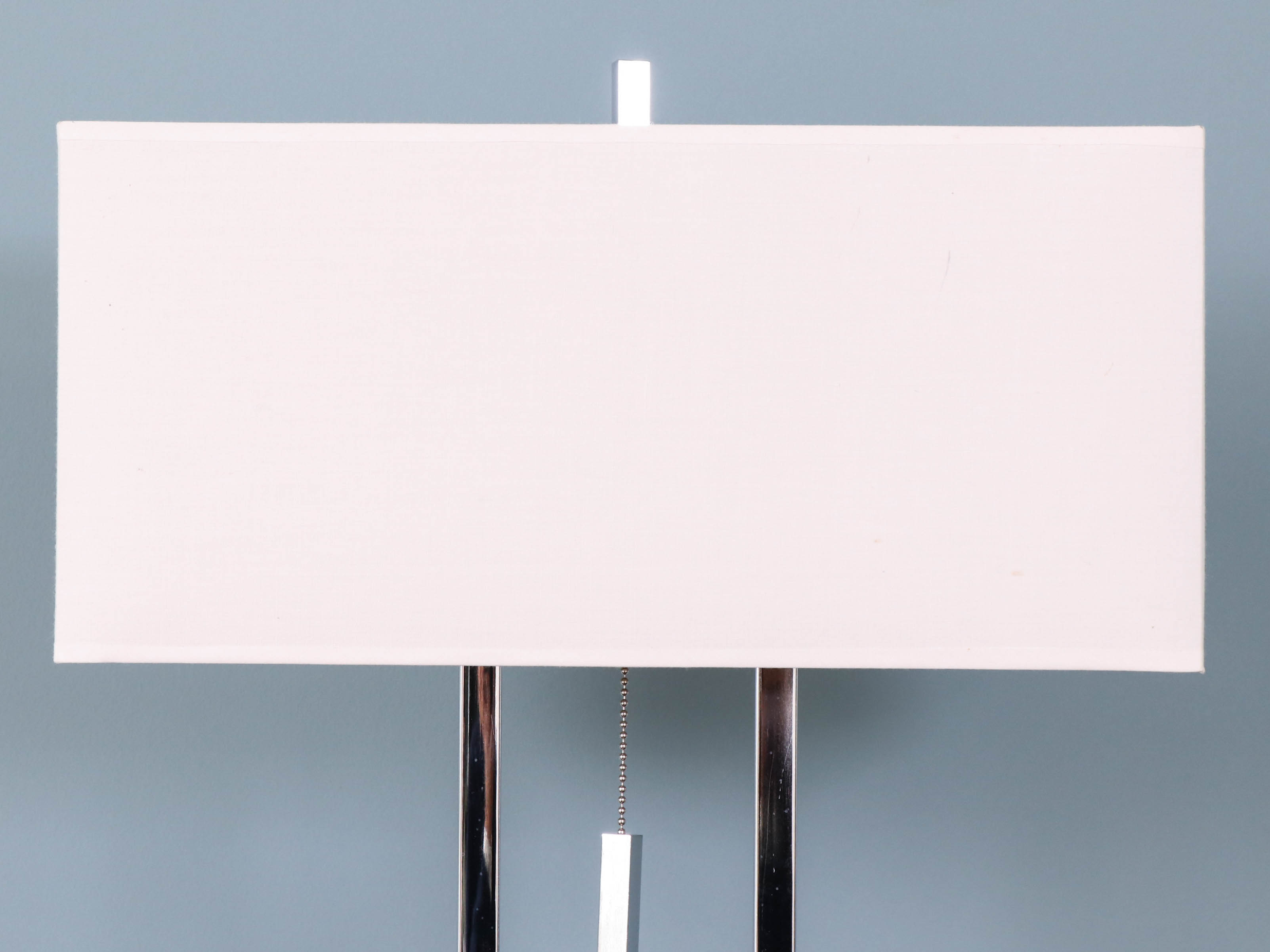 Linear Chrome Table Lamp with Fabric Shade