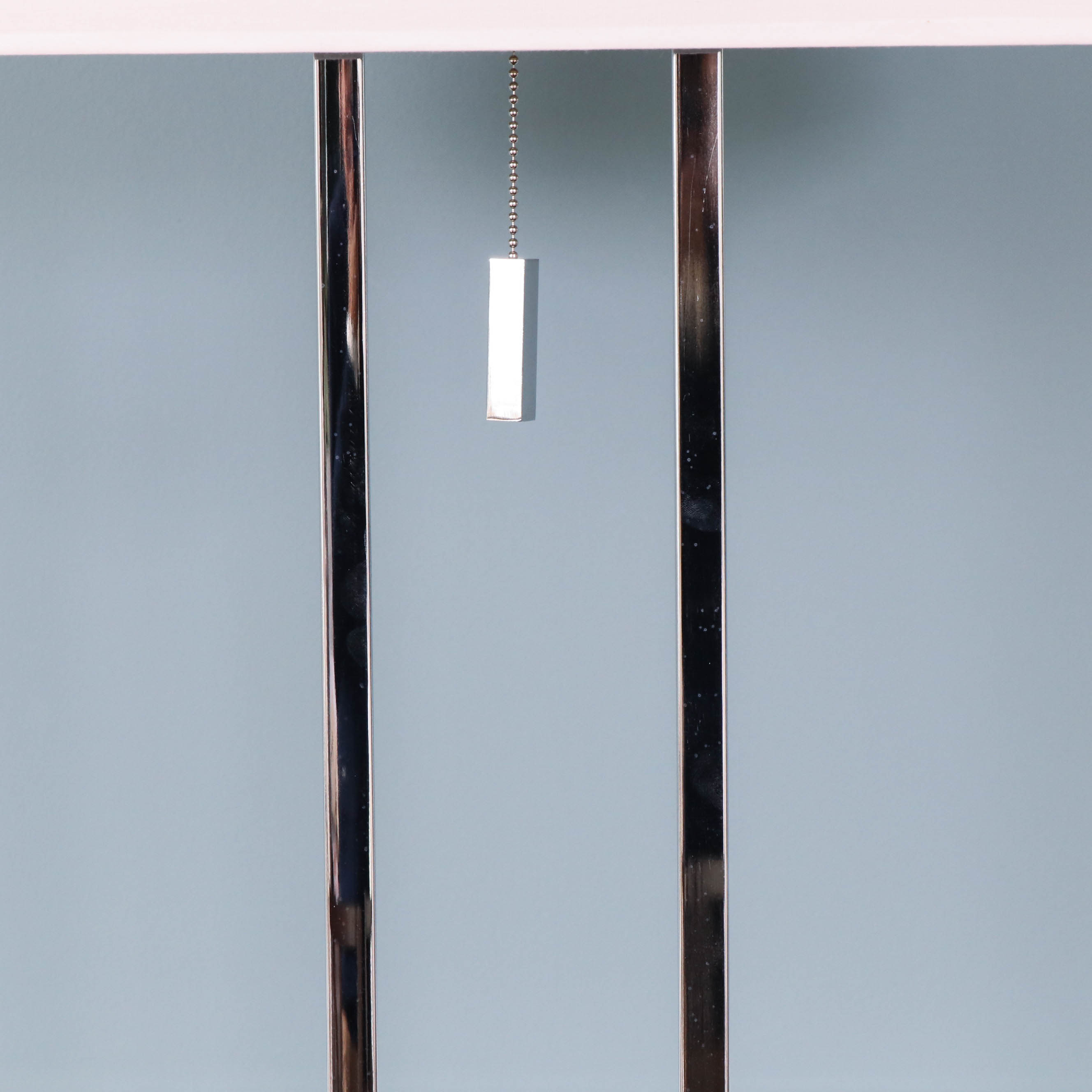 Linear Chrome Table Lamp with Fabric Shade