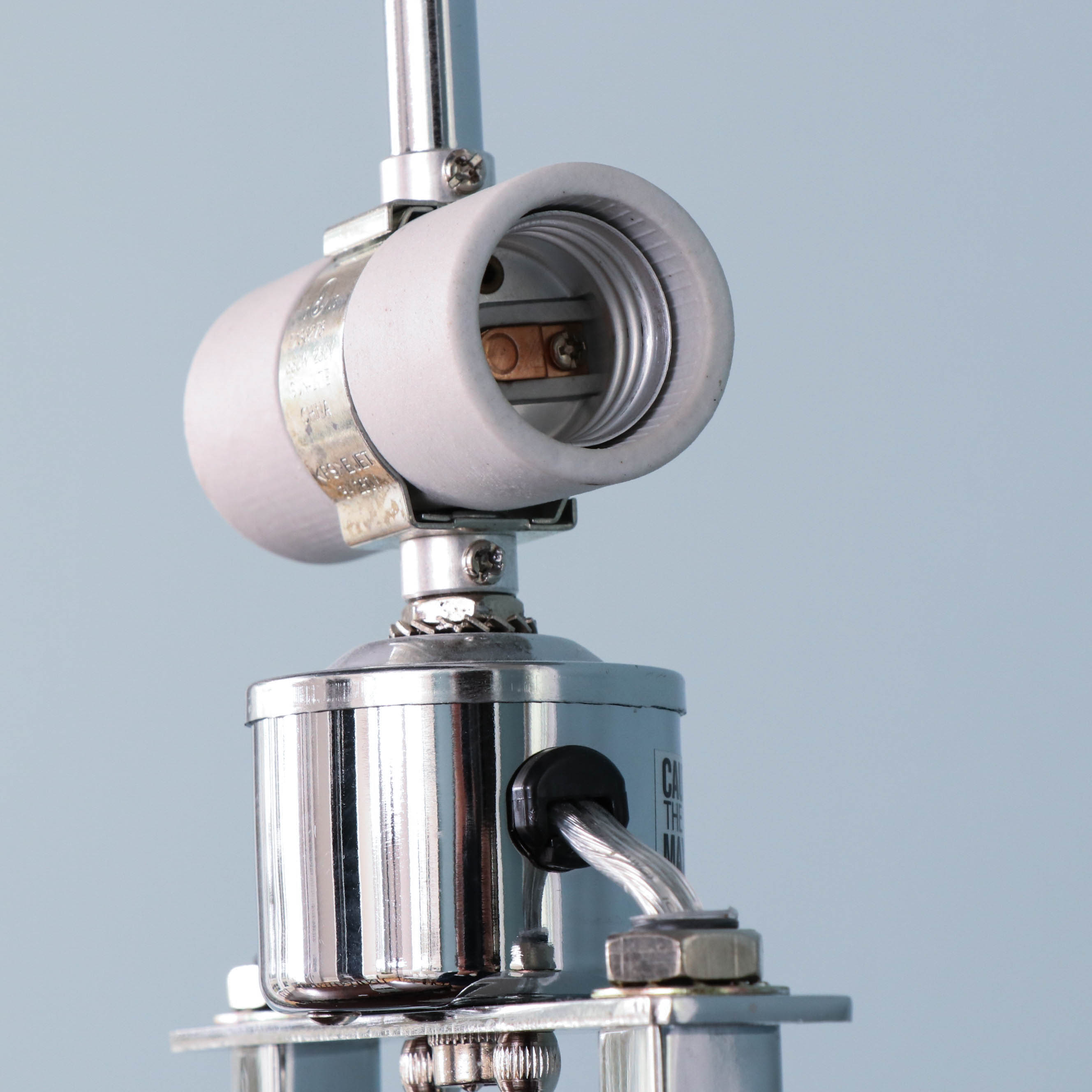 Linear Chrome Table Lamp with Fabric Shade