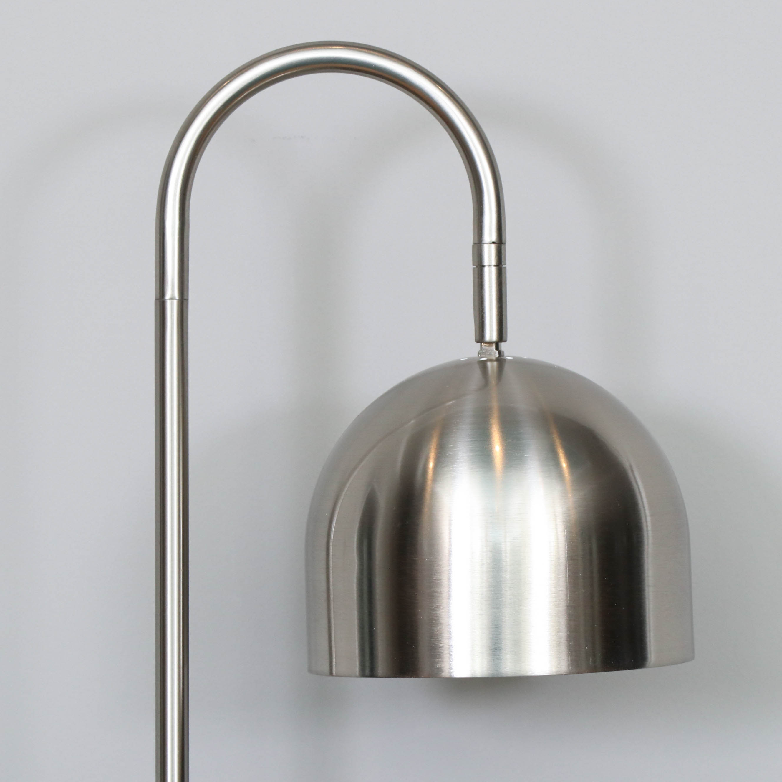 Brushed Chrome Arc Modern Desk Lamp with Marble Base